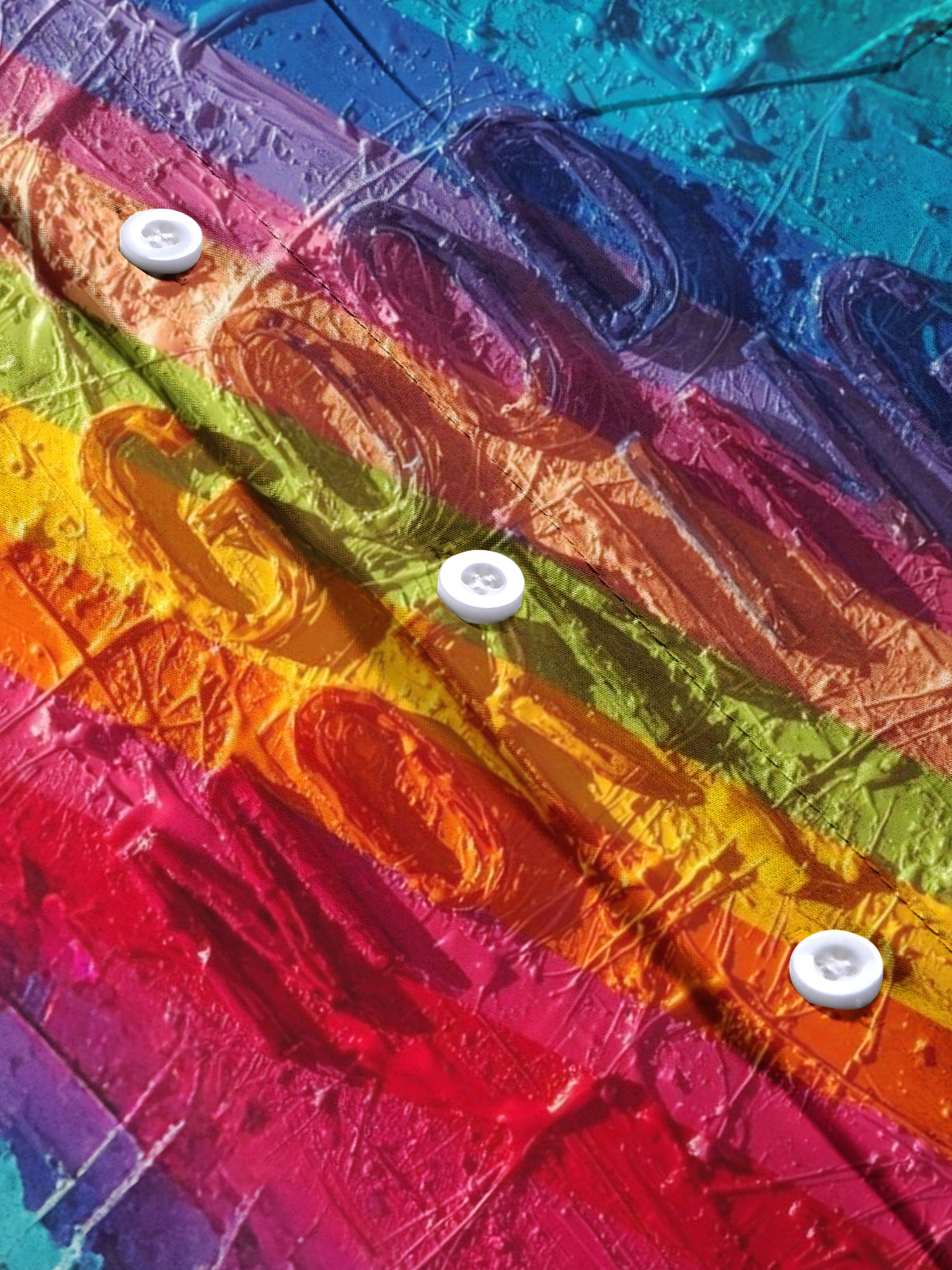 Rainbow Letter Print Men's Pocket Short Sleeve Shirts