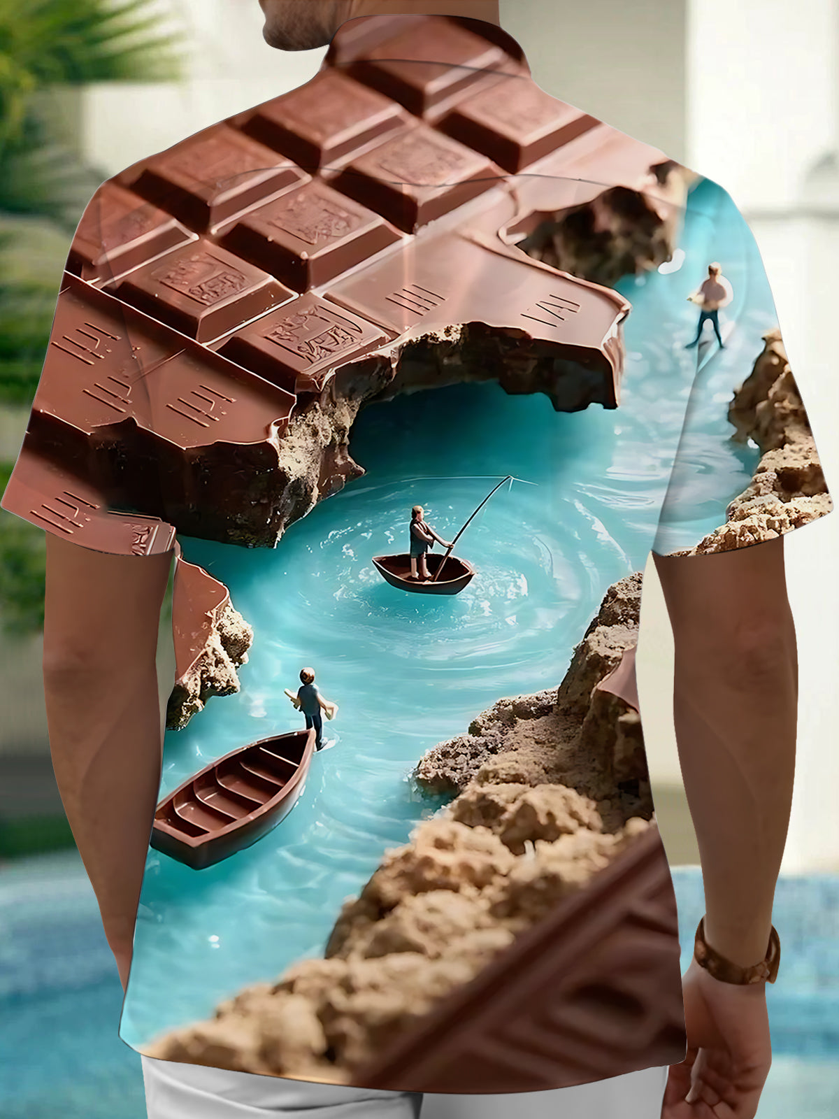 Chocolate Art Print Men's Pocket Short Sleeve Shirts