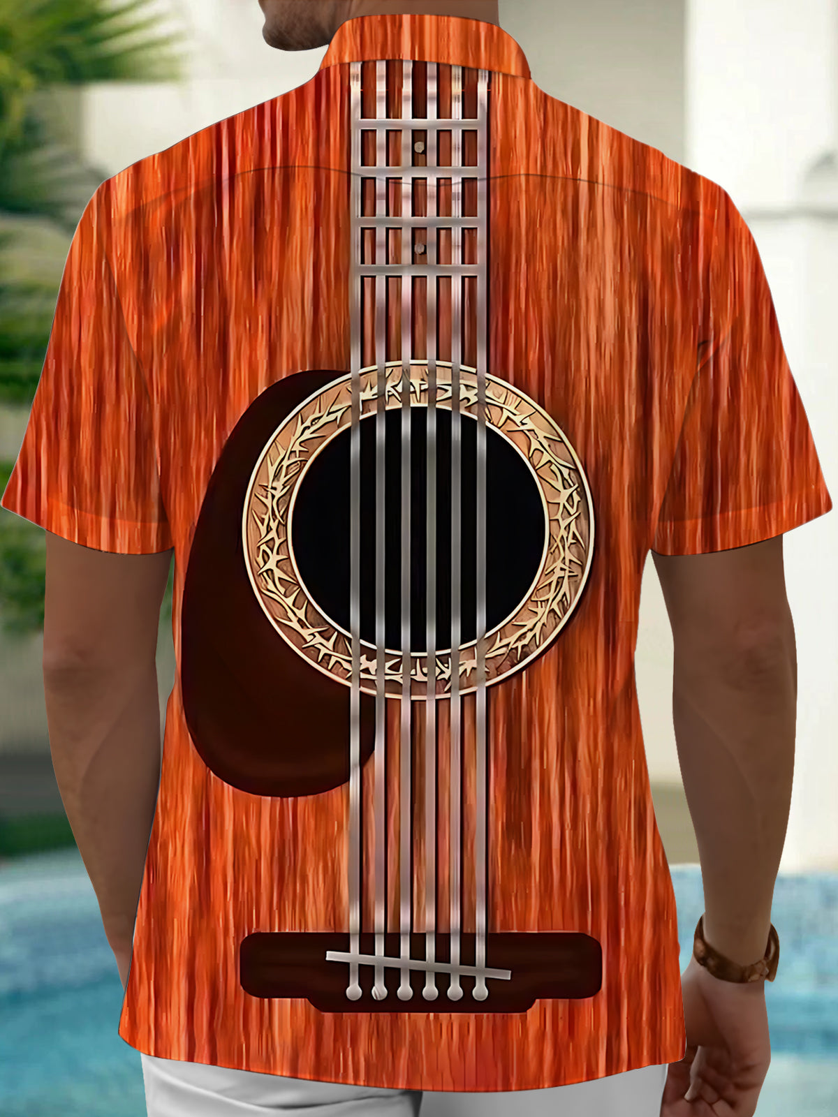 Guitar Art Print Men's Pocket Short Sleeve Shirts