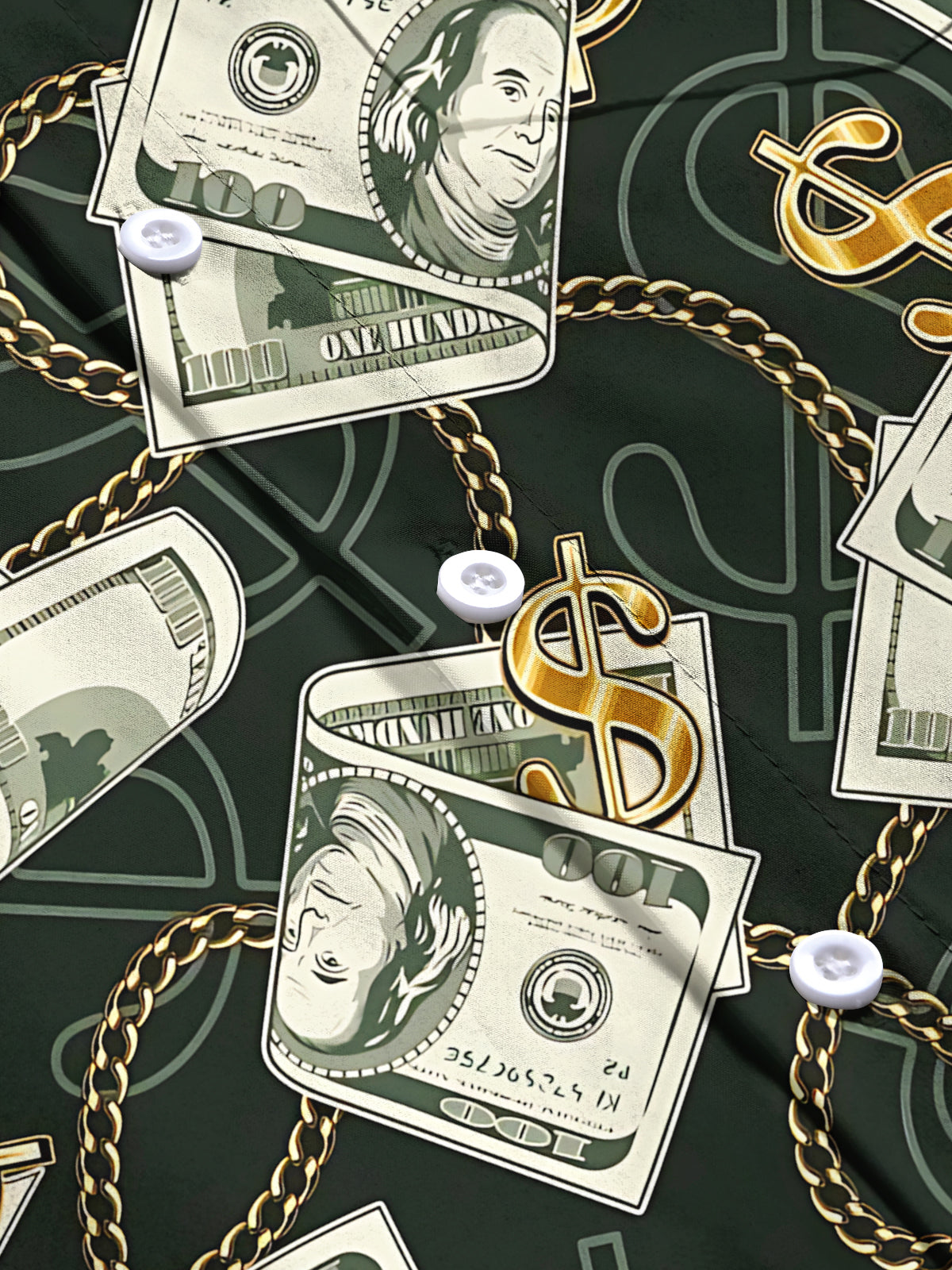 Dollar Print Men's Pocket Short Sleeve Shirts