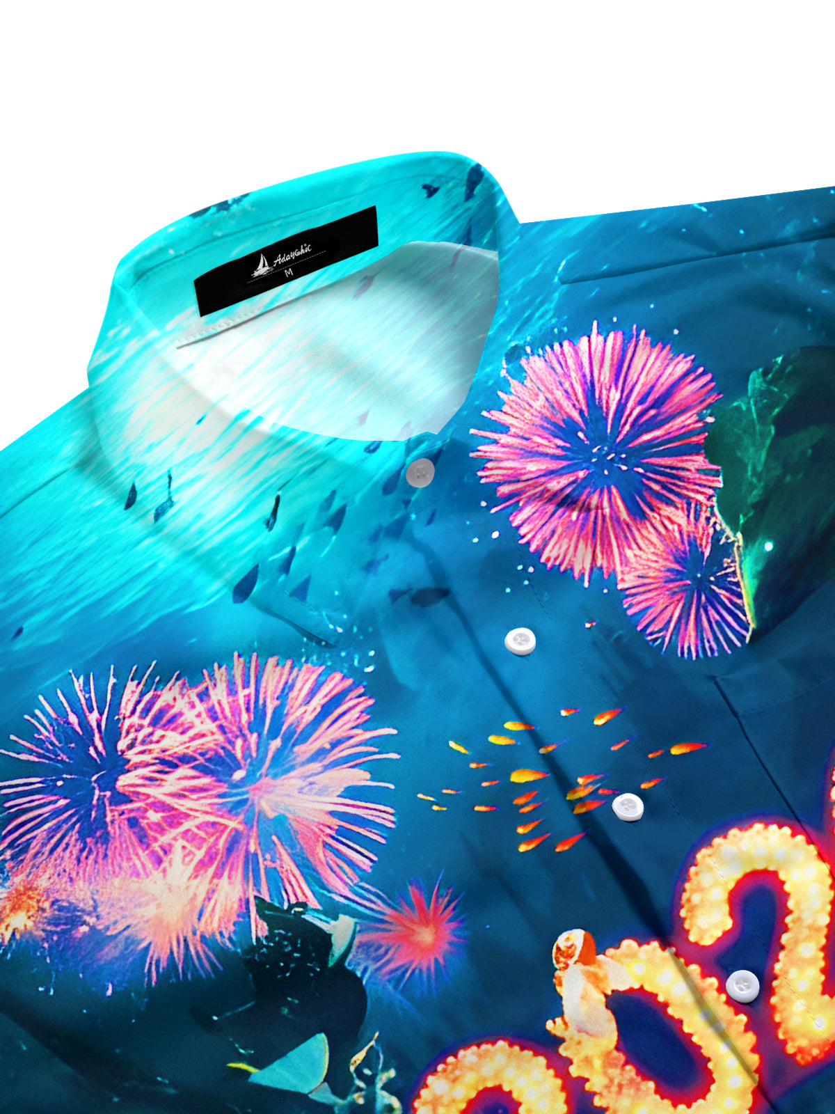 Fun Festivals 2026 New Year Underwater World Men's Pocket Short Sleeve Shirts