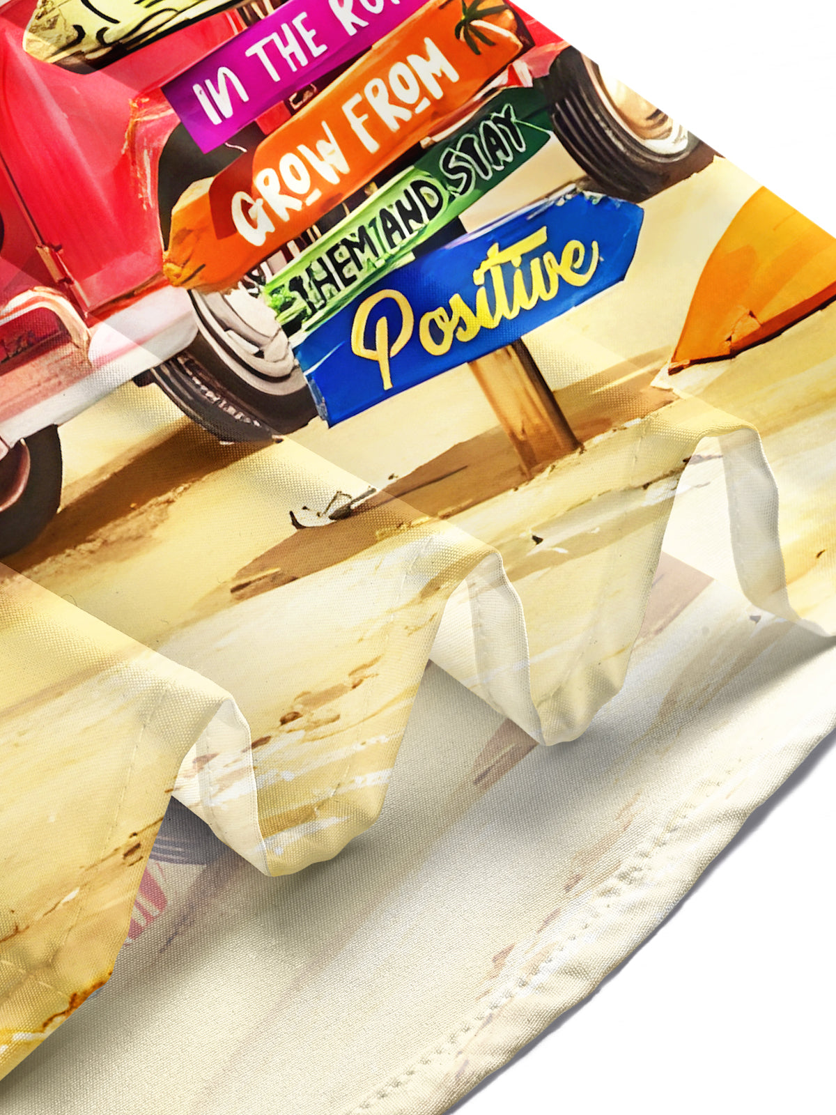 Hawaii Palm Trees Fun Cars Road Signs Men's Pocket Short Sleeve Shirts