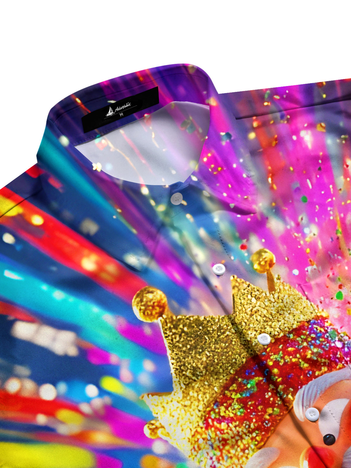 Fun Festive Crown Santa Claus Xmas Men's Pocket Short Sleeve Shirts