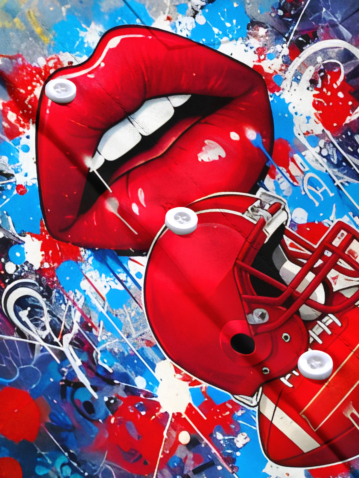 Art Graffiti Red Lips American Football Sports Men's Pocket Short Sleeve Shirts
