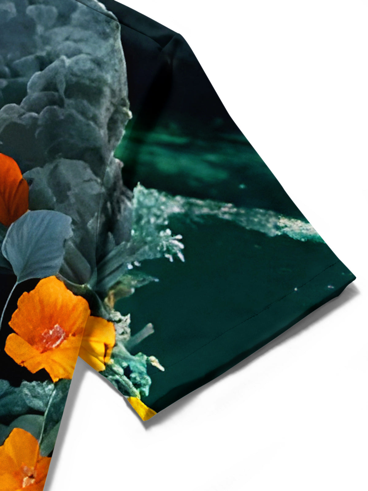 Fun Open-mouthed Hippopotamus Flower Petals Waves Men's Pocket Short Sleeve Shirts