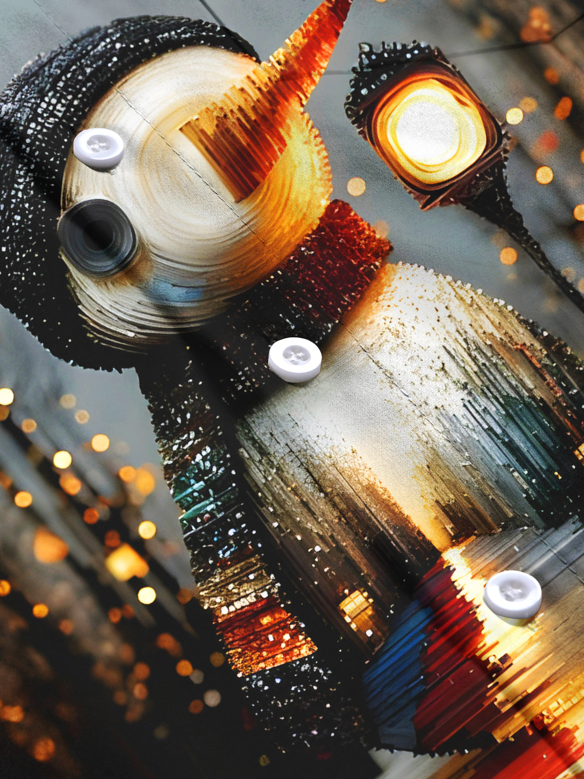 Fun Snowman Street Scene Men's Pocket Long Sleeve Shirts