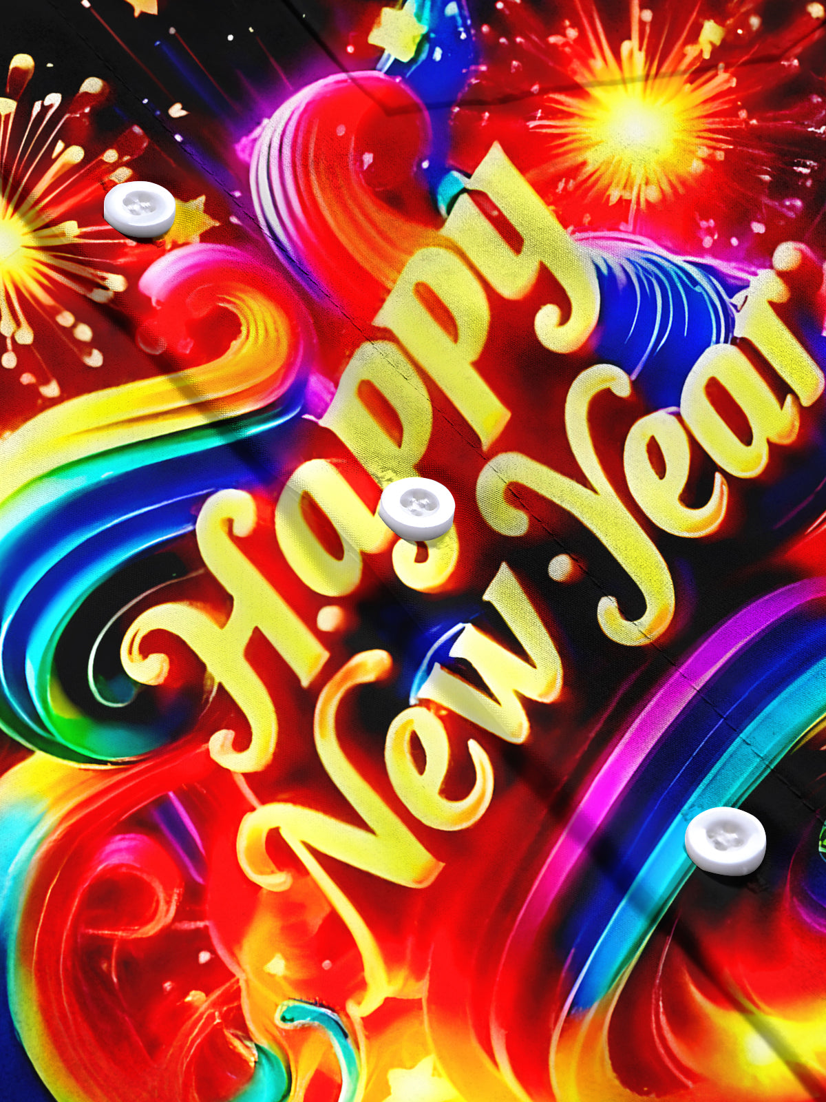 New Year Fireworks Men's Pocket Short Sleeve Shirts