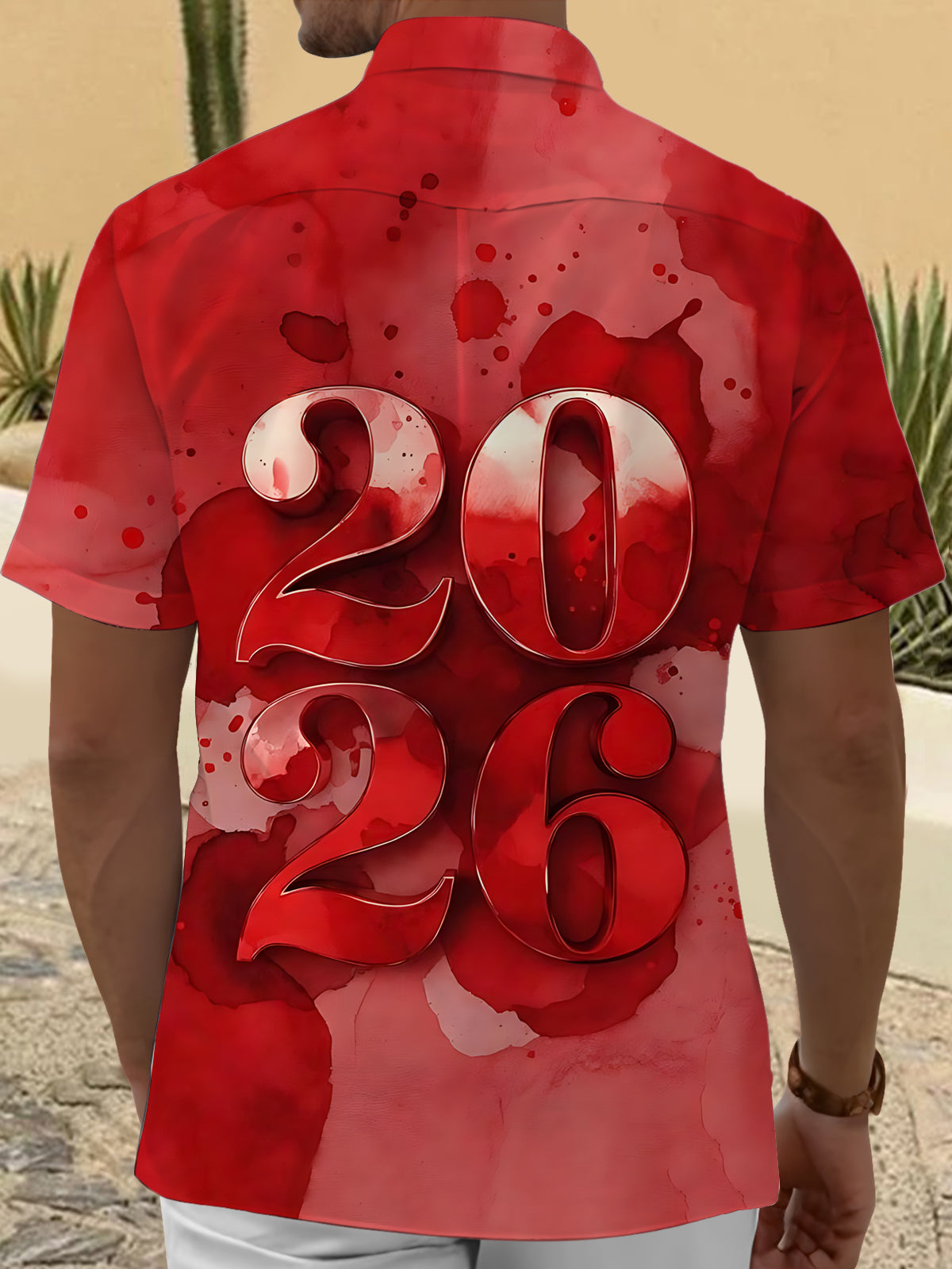 2026 Gradient Print Men's Pocket Short Sleeve Shirts