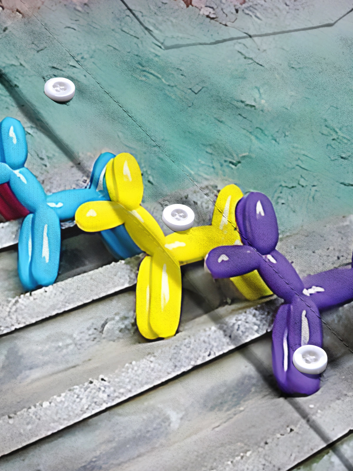 Balloon Dog Print Men's Pocket Short Sleeve Shirts