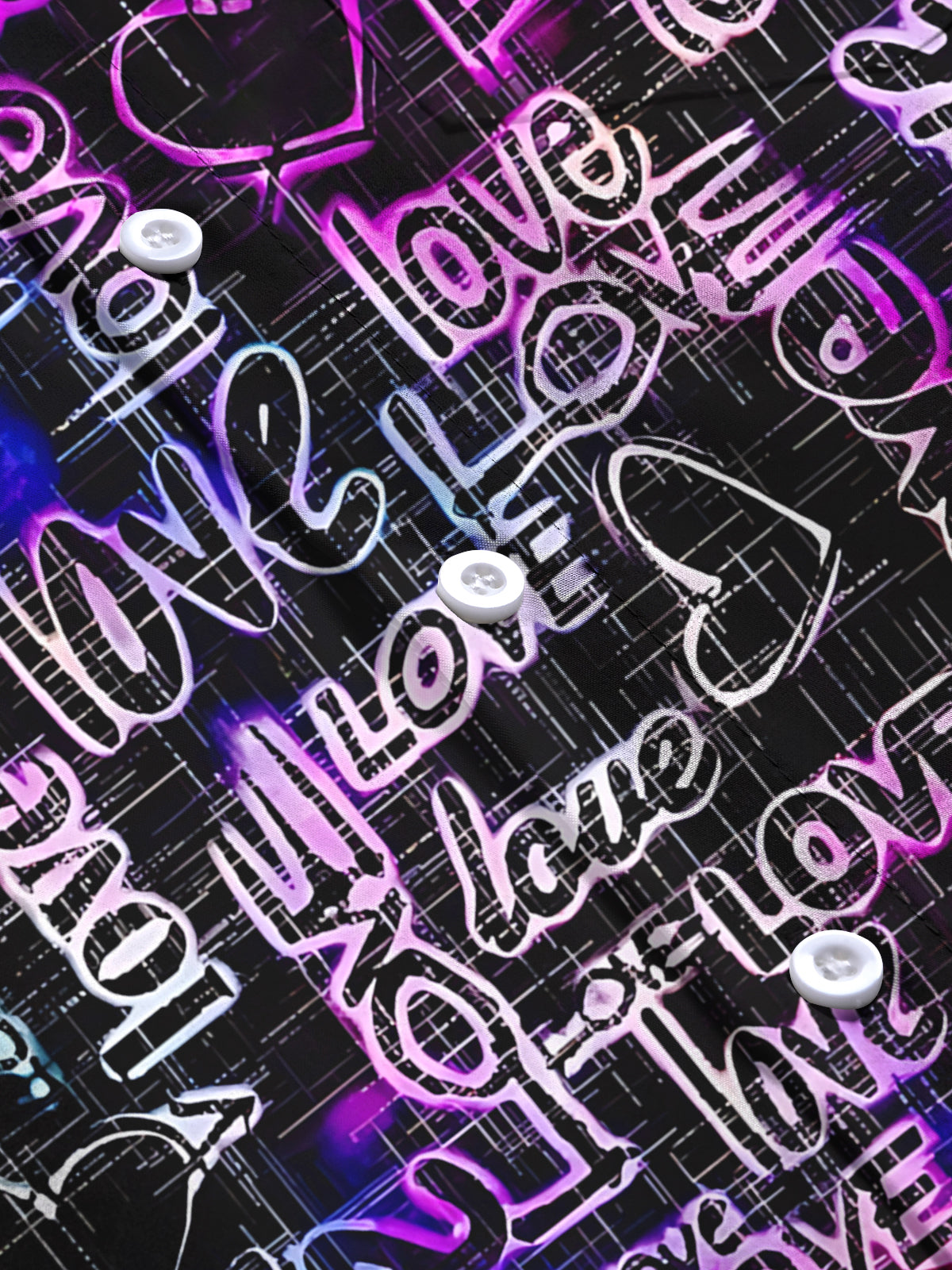 Love Print Men's Pocket Long Sleeve Shirts