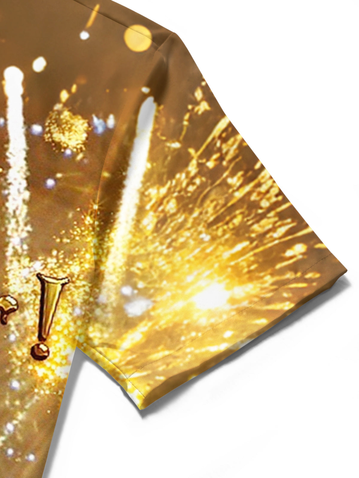 Happy New Year Champagne Print Men's Pocket Short Sleeve Shirts