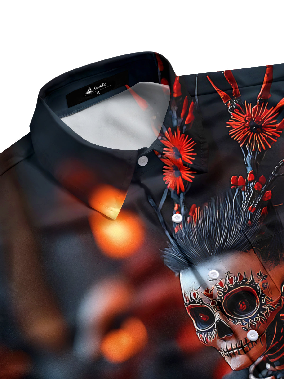 Skull Art Print Men's Pocket Short Sleeve Shirts