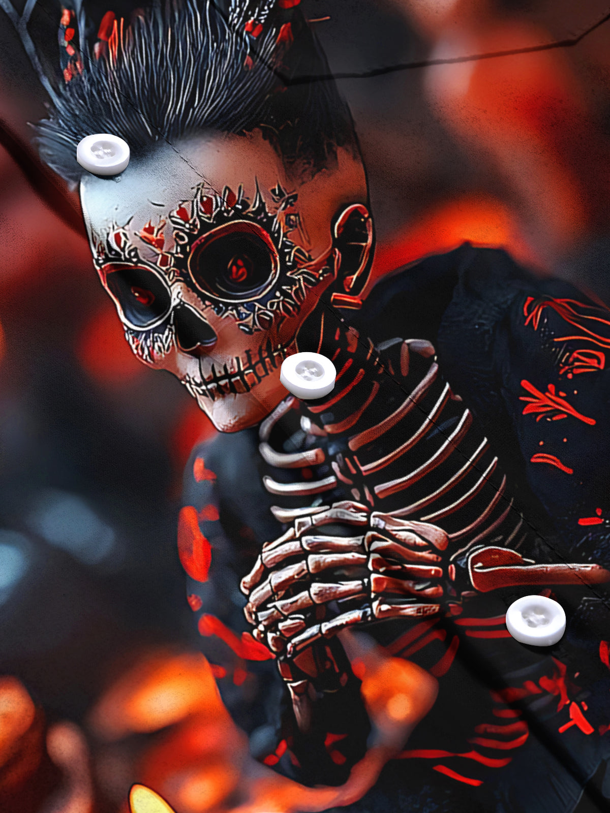 Skull Art Print Men's Pocket Short Sleeve Shirts