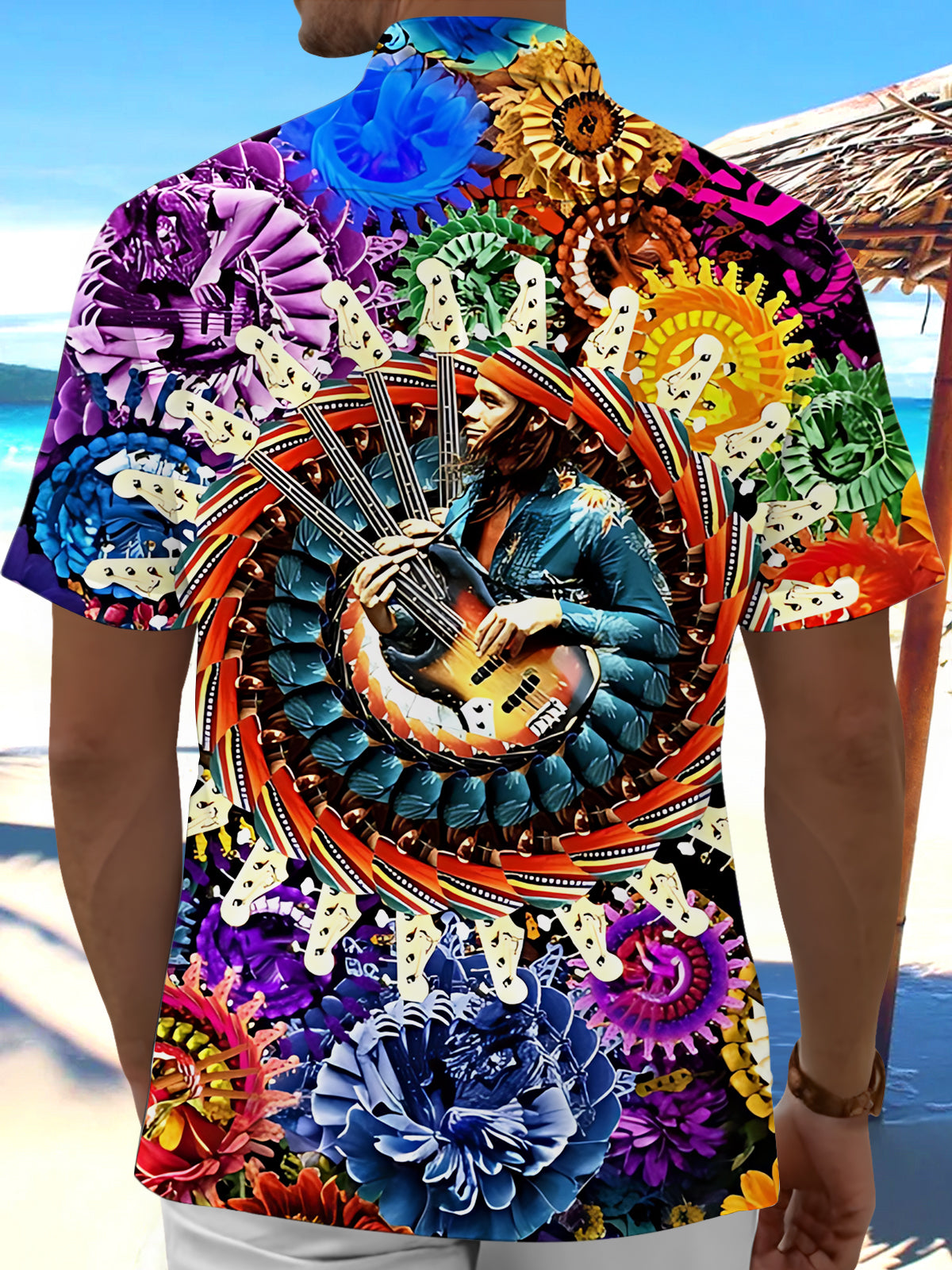 Rock Music Art Print Men's Pocket Short Sleeve Shirts