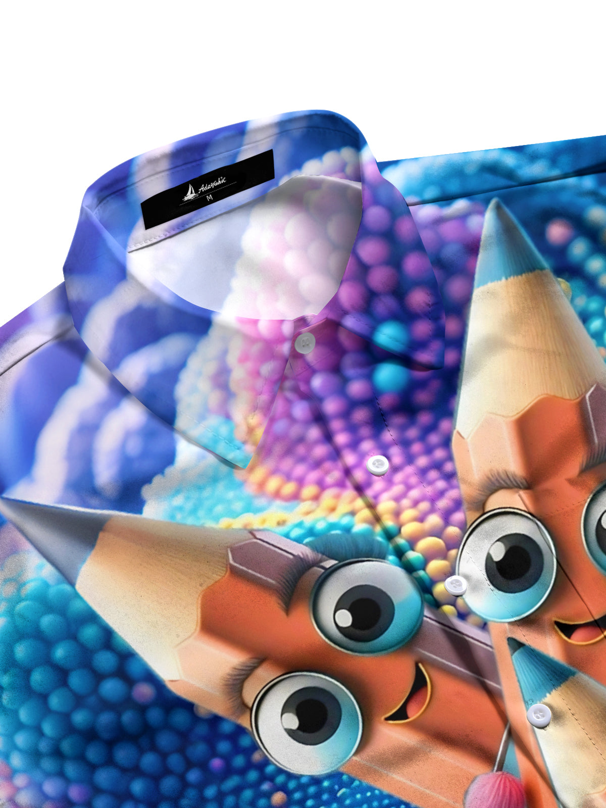 Funny Pencil Print Men's Pocket Short Sleeve Shirts