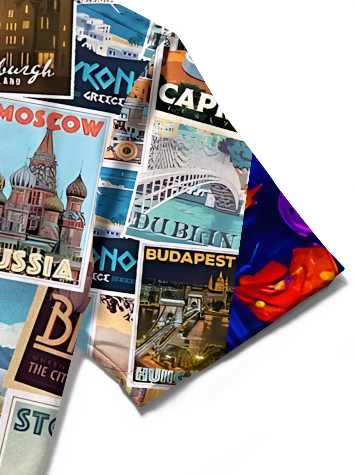 Travel Poster Print Men's Pocket Short Sleeve Shirts