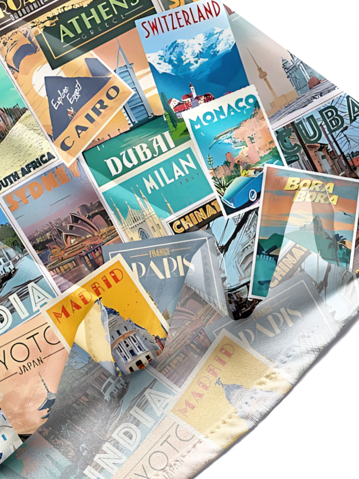 Travel Poster Print Men's Pocket Short Sleeve Shirts