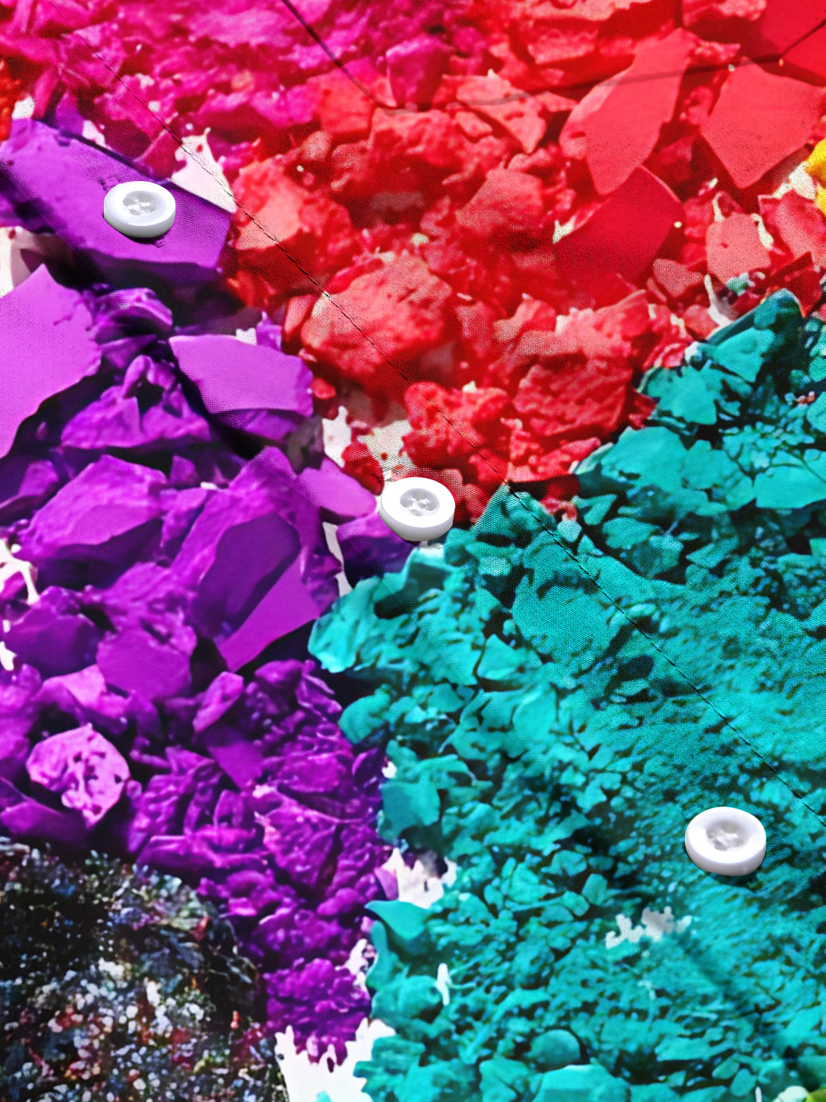 Colorful Powder Print Men's Pocket Short Sleeve Shirts