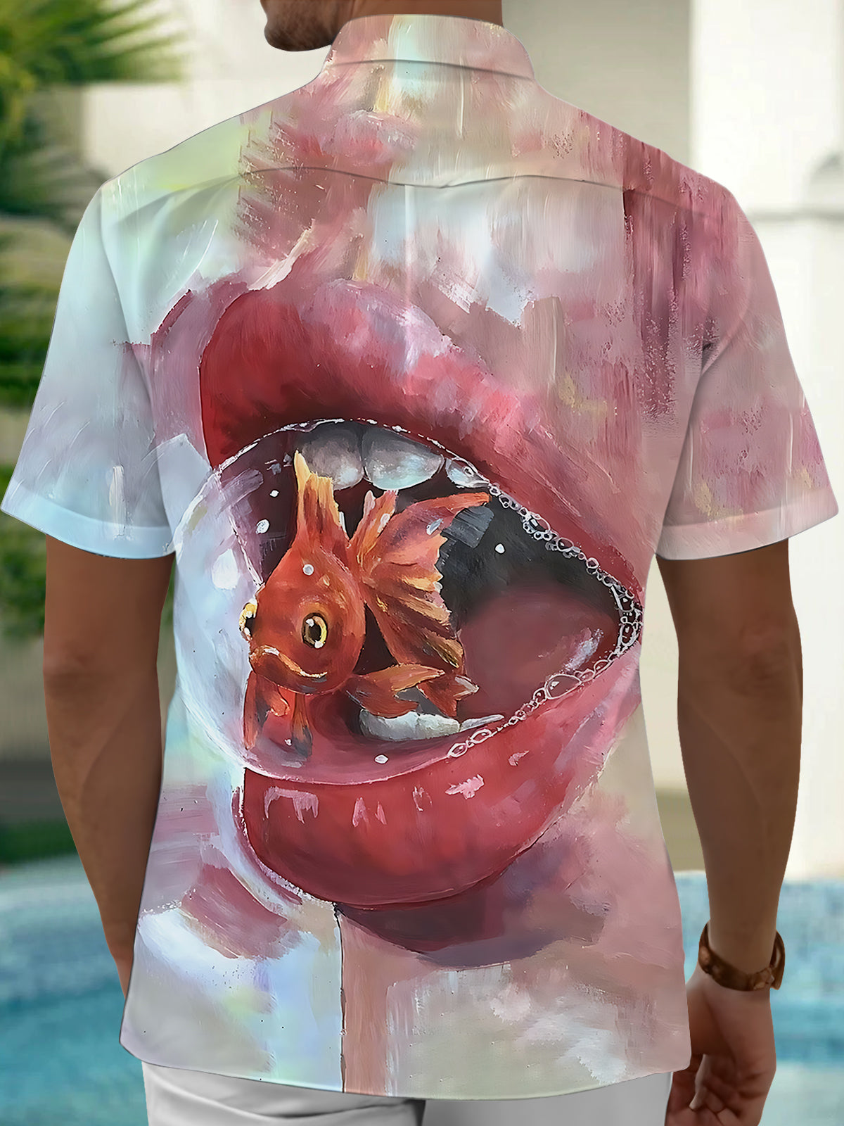 Goldfish Art Print Men's Pocket Short Sleeve Shirts