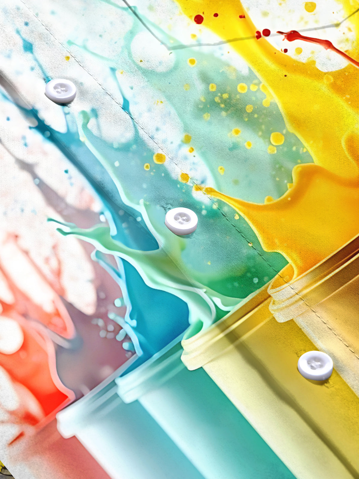 Paint Print Men's Pocket Short Sleeve Shirts