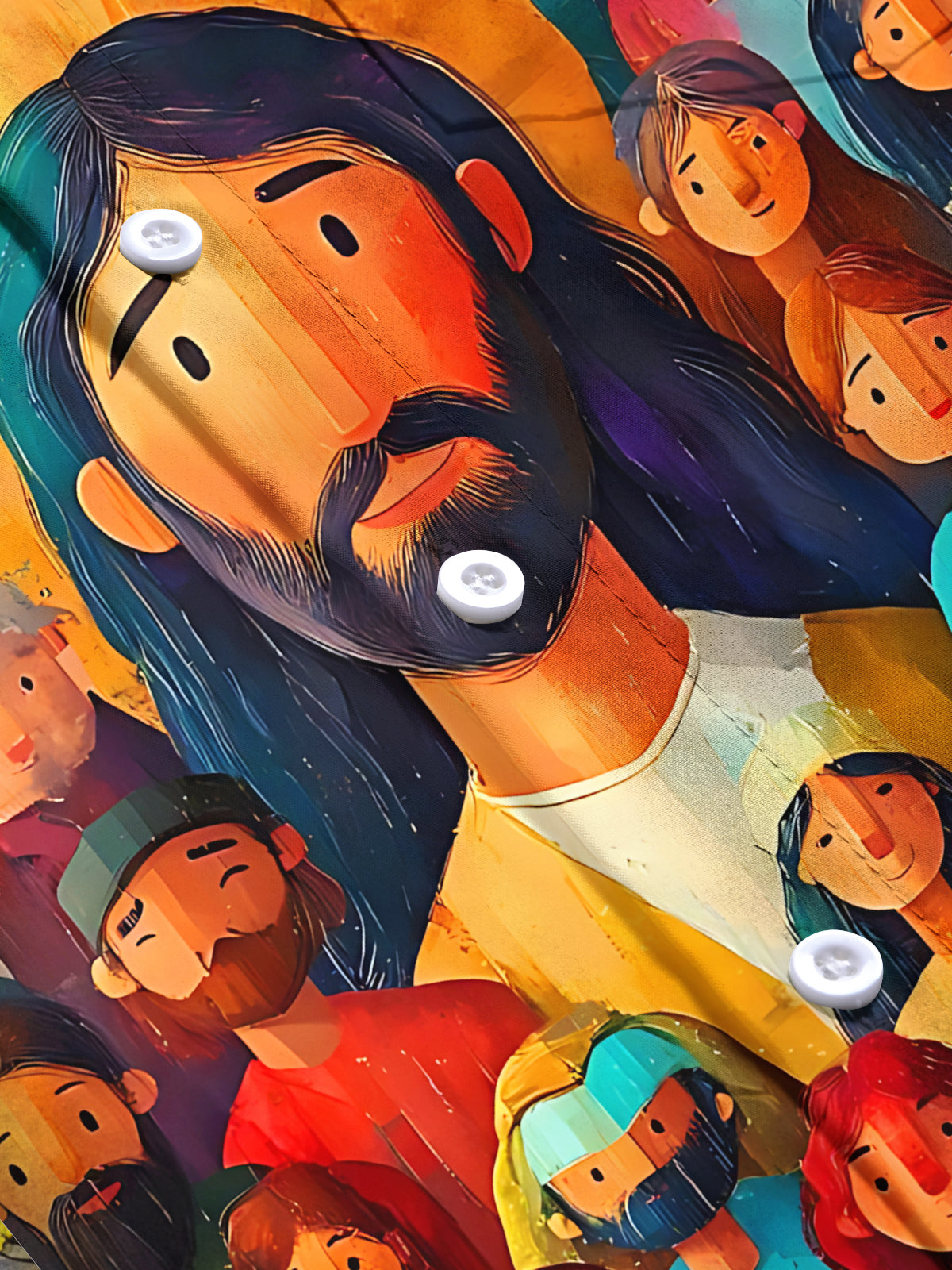 Jesus Print Men's Pocket Short Sleeve Shirts