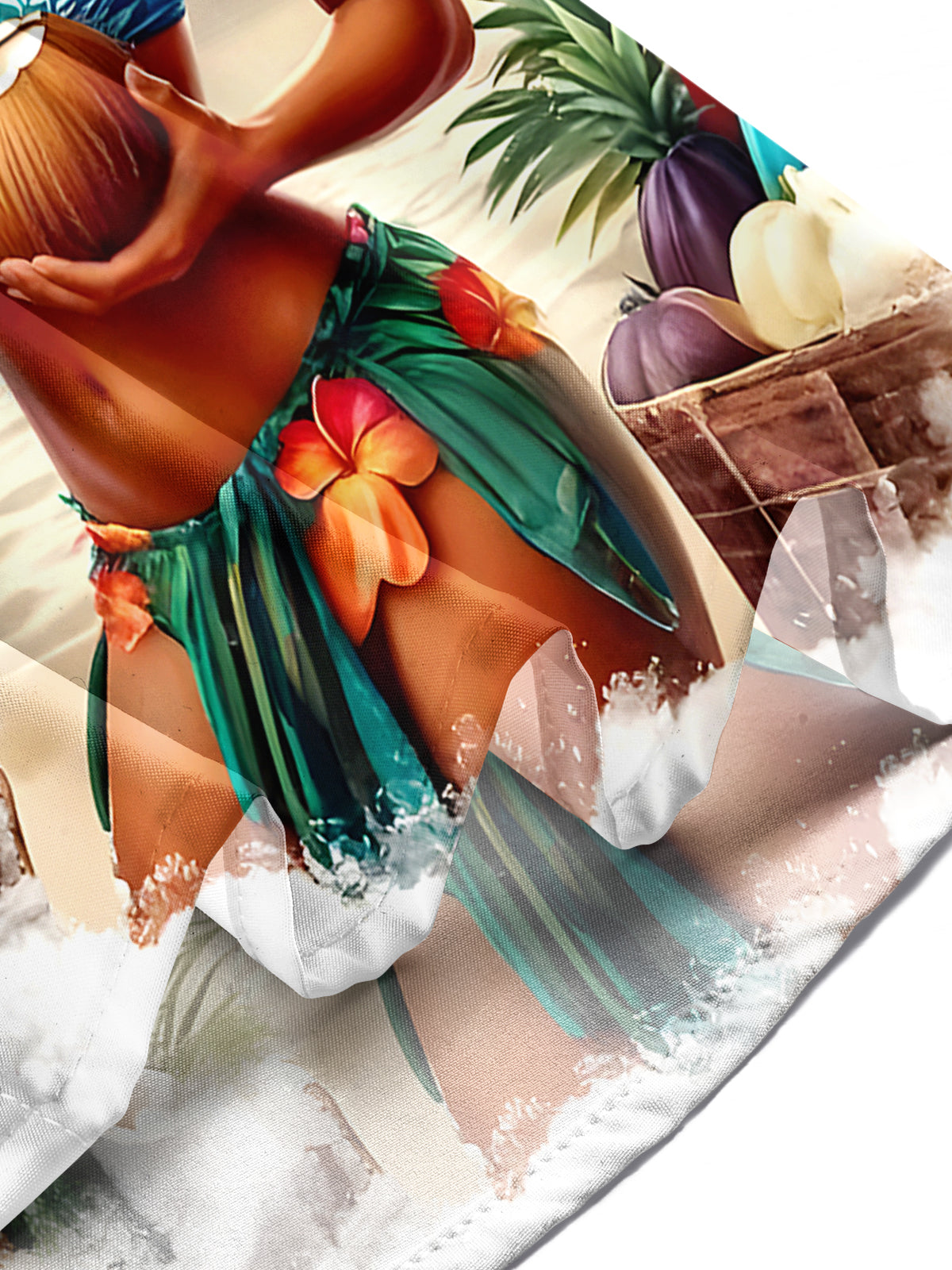 Hawaiian Beauty Girl Men's Pocket Short Sleeve Shirts