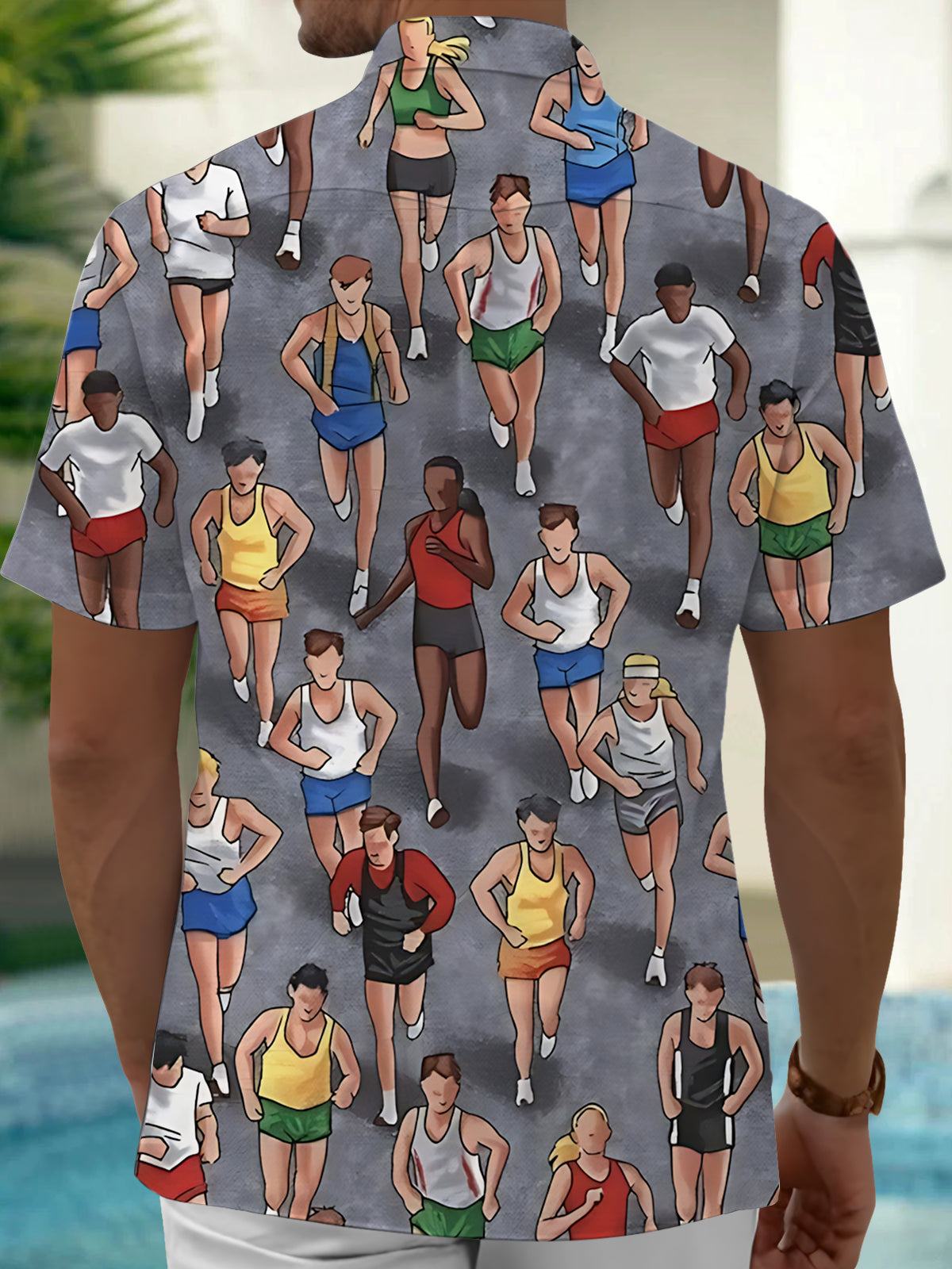 Runner Print Men's Pocket Short Sleeve Shirts