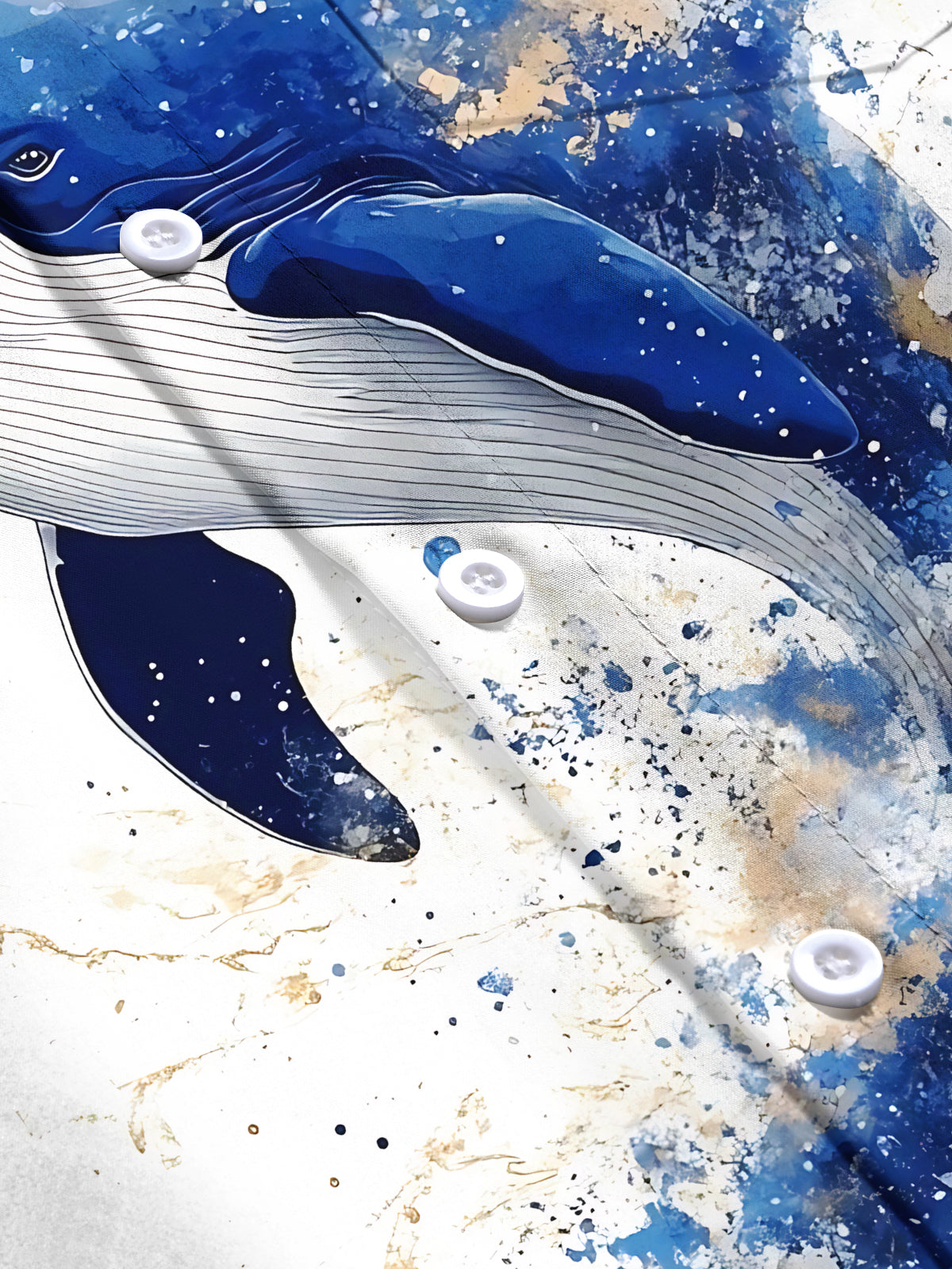 Blue Whale Print Men's Pocket Short Sleeve Shirts