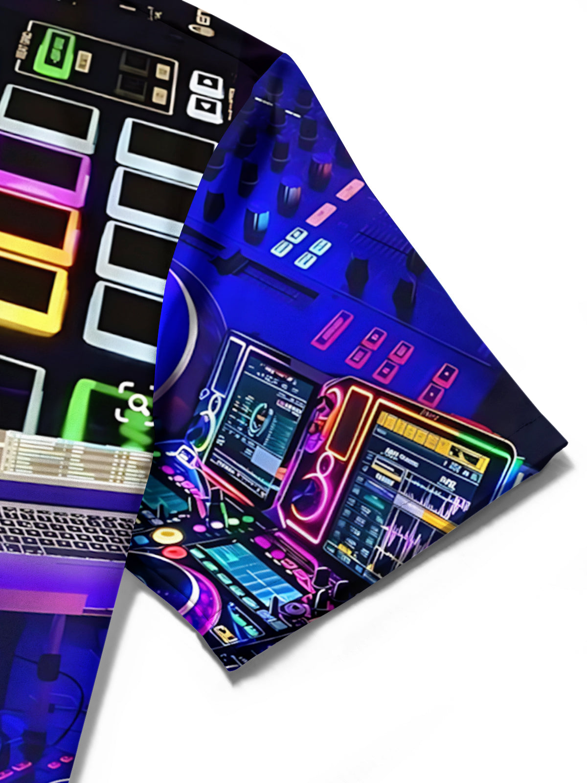 DJ Equipment Print Men's Pocket Short Sleeve Shirts