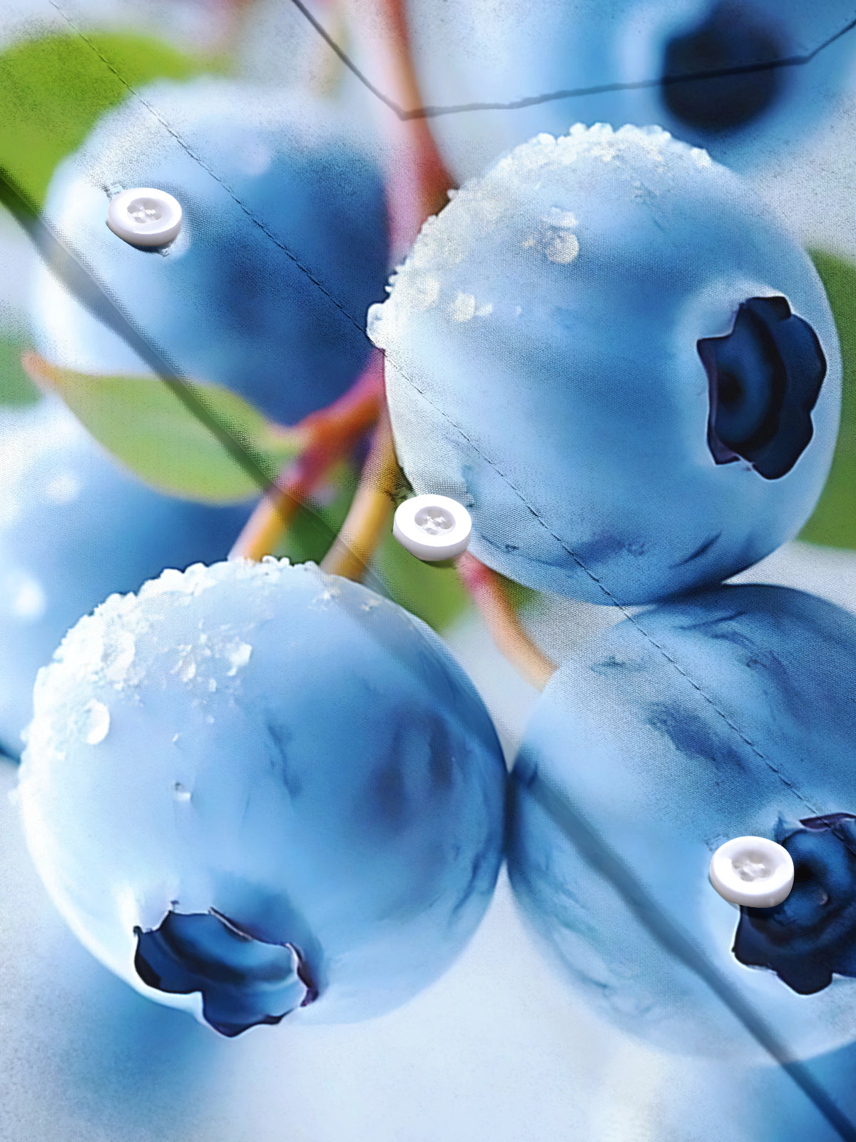 Blueberry Print Men's Pocket Short Sleeve Shirts