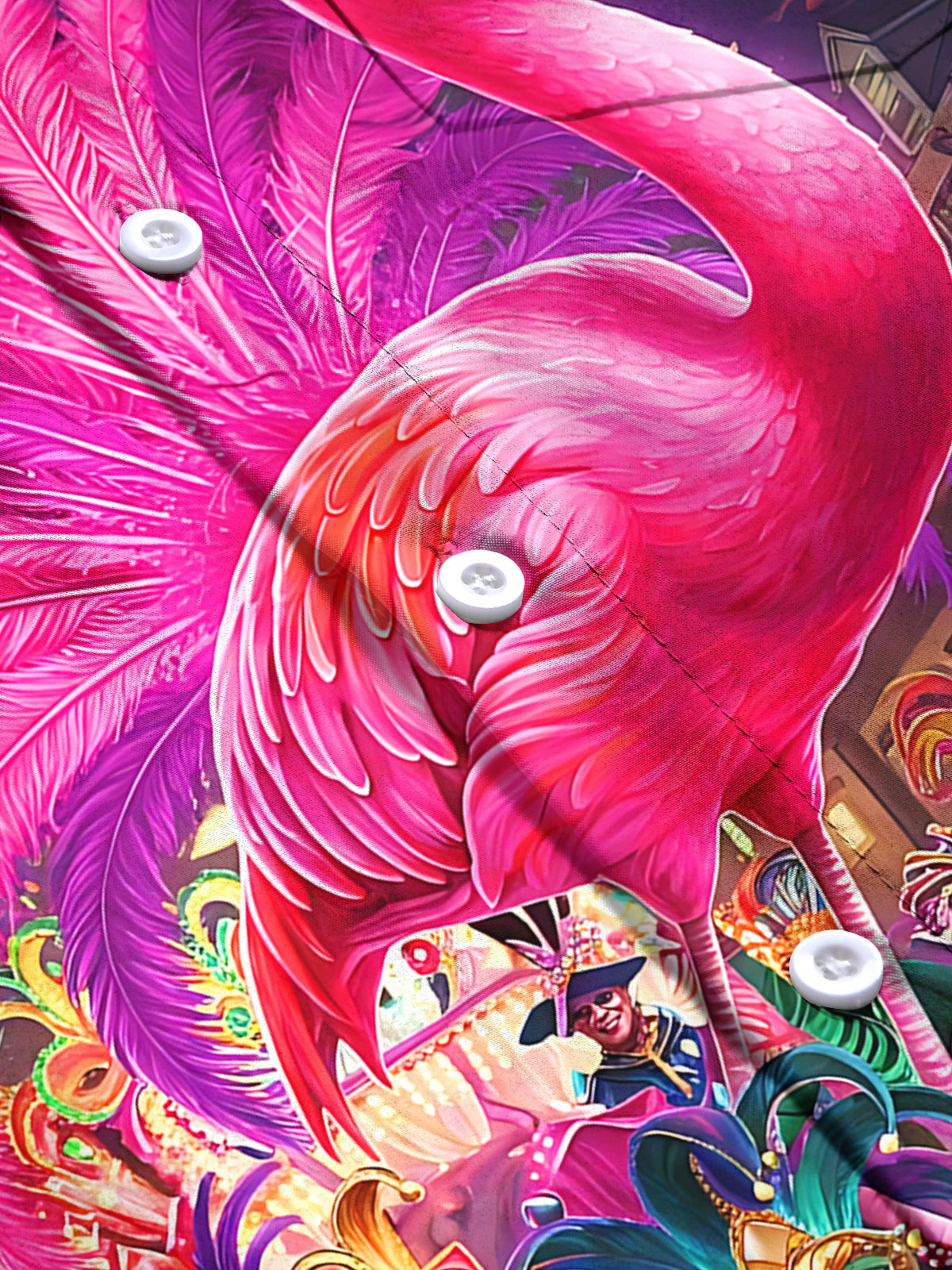 Carnival Flamingo Print Men's Pocket Short Sleeve Shirts