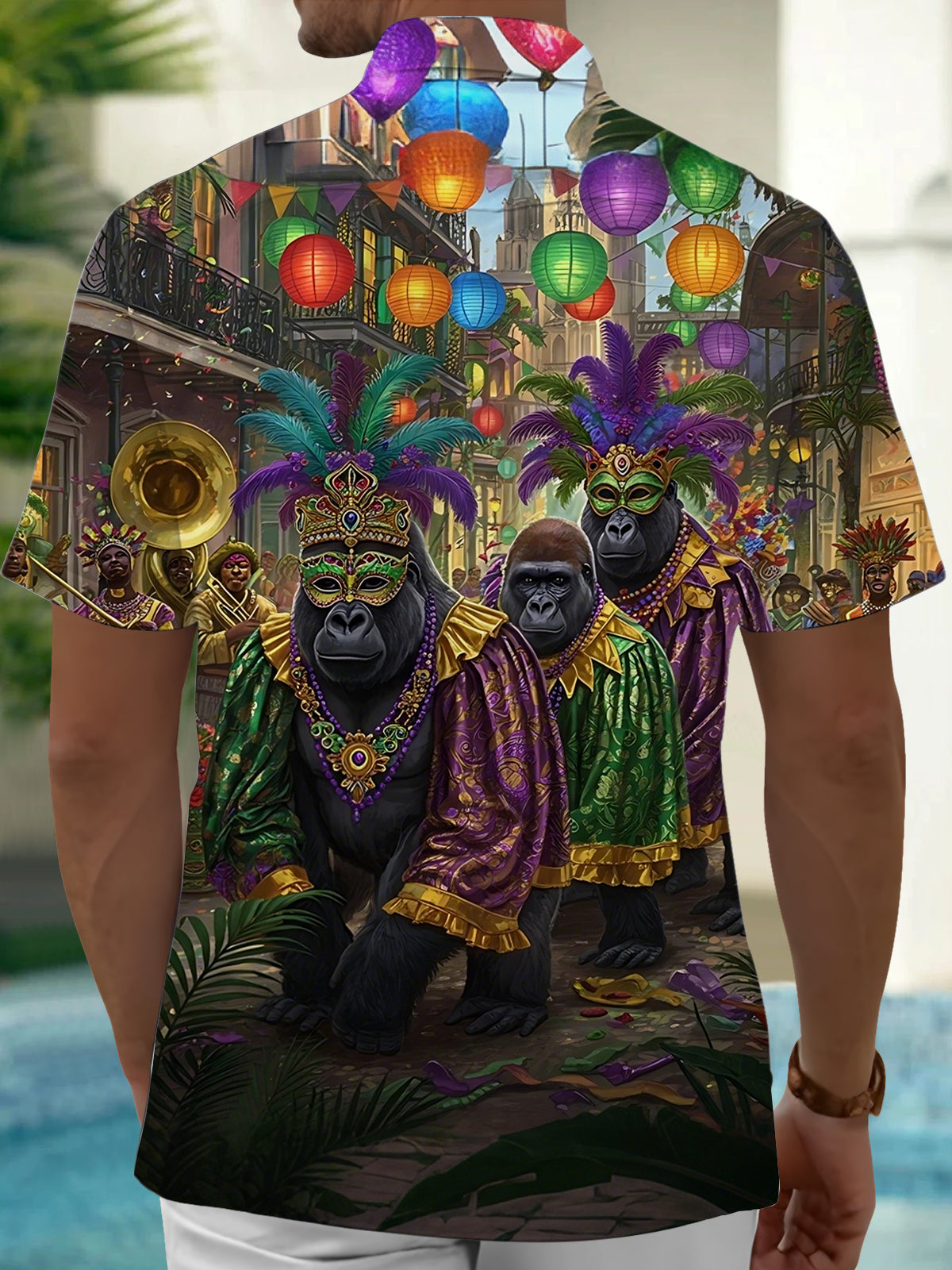 Carnival Gorilla Print Men's Pocket Short Sleeve Shirts