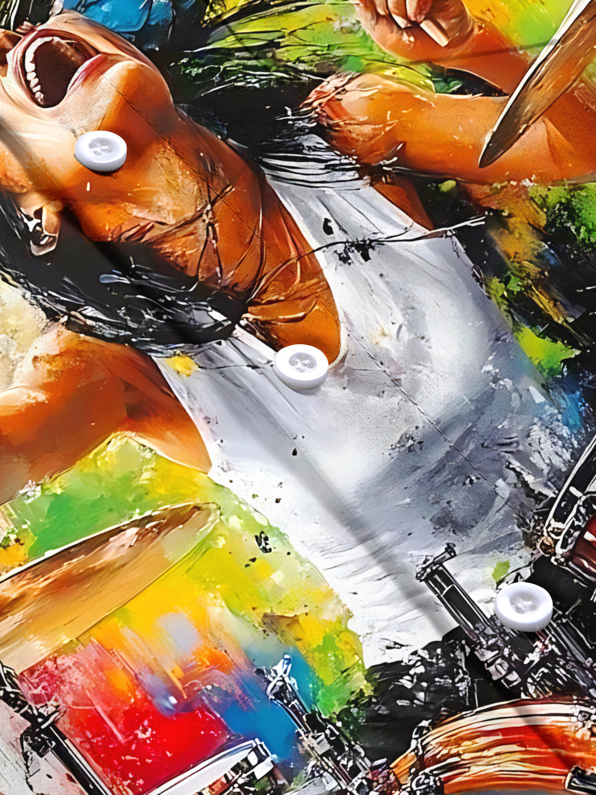 Female Drummer Print Men's Pocket Short Sleeve Shirts