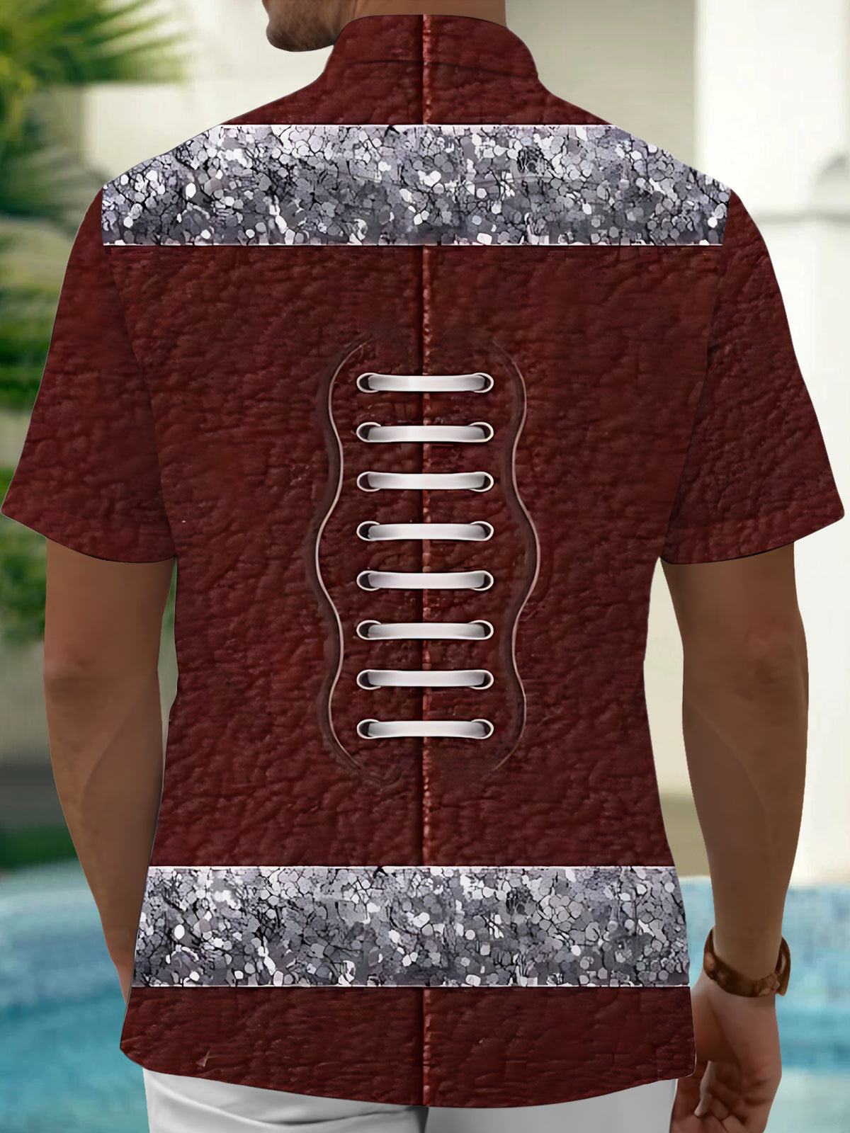 Football Print Men's Pocket Short Sleeve Shirts