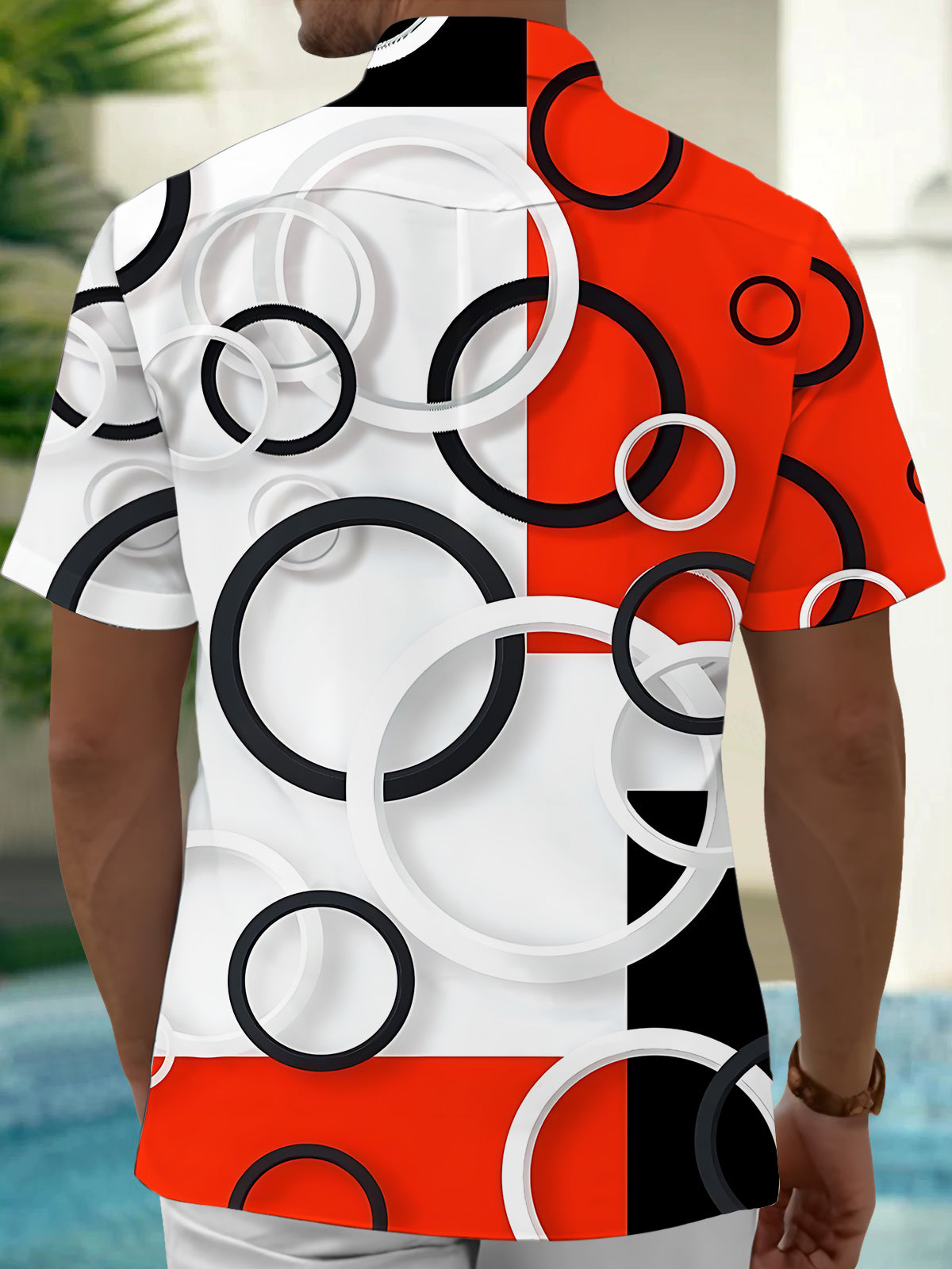 Geometric Print Men's Pocket Short Sleeve Shirts