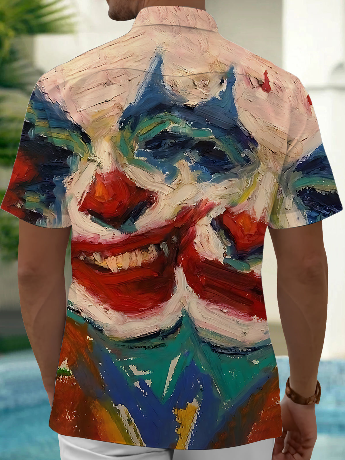 Clown Oil Painting Art Print Men's Pocket Short Sleeve Shirts