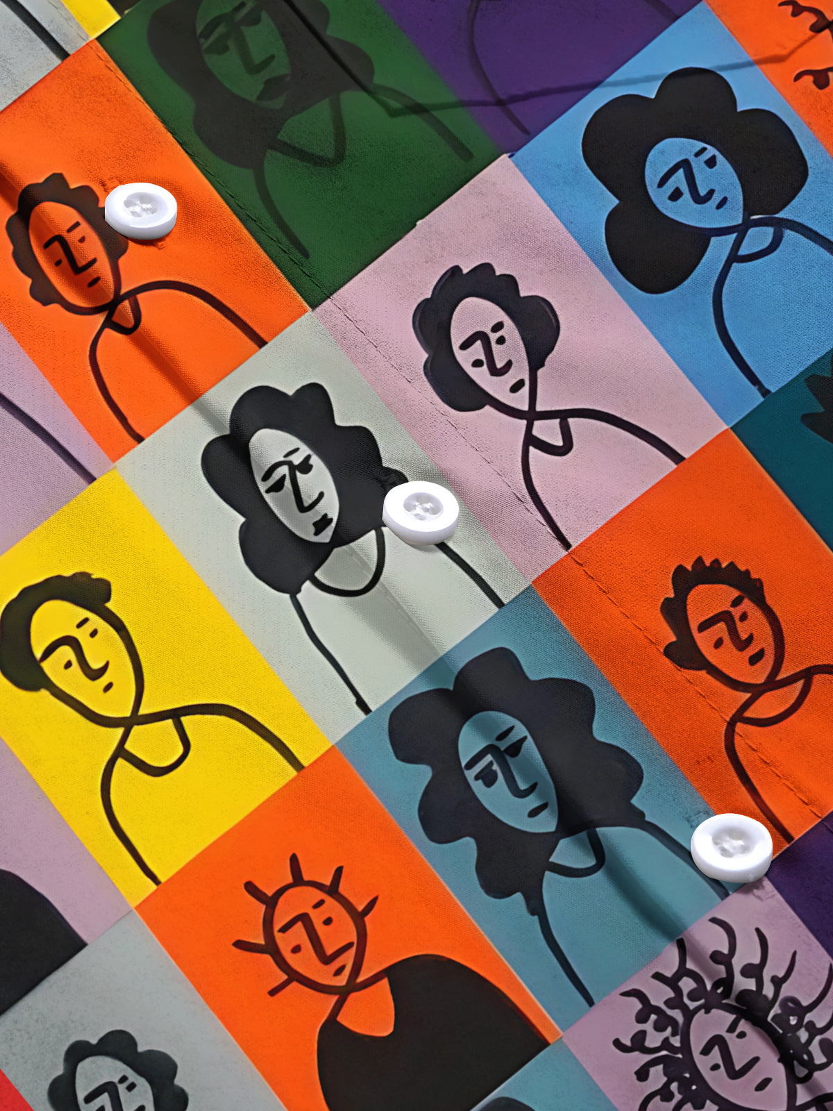 Face Art Print Men's Pocket Short Sleeve Shirts