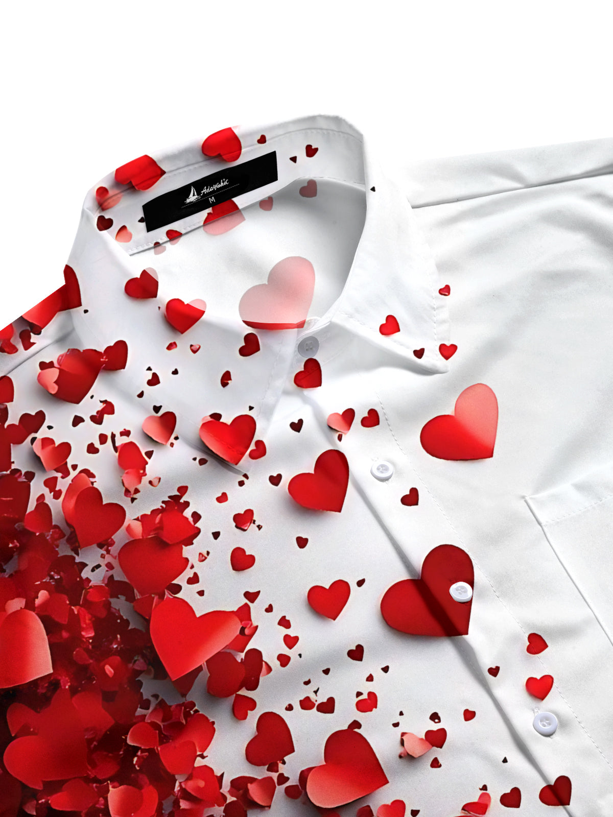 Valentine's Day Heart Print Men's Pocket Short Sleeve Shirts