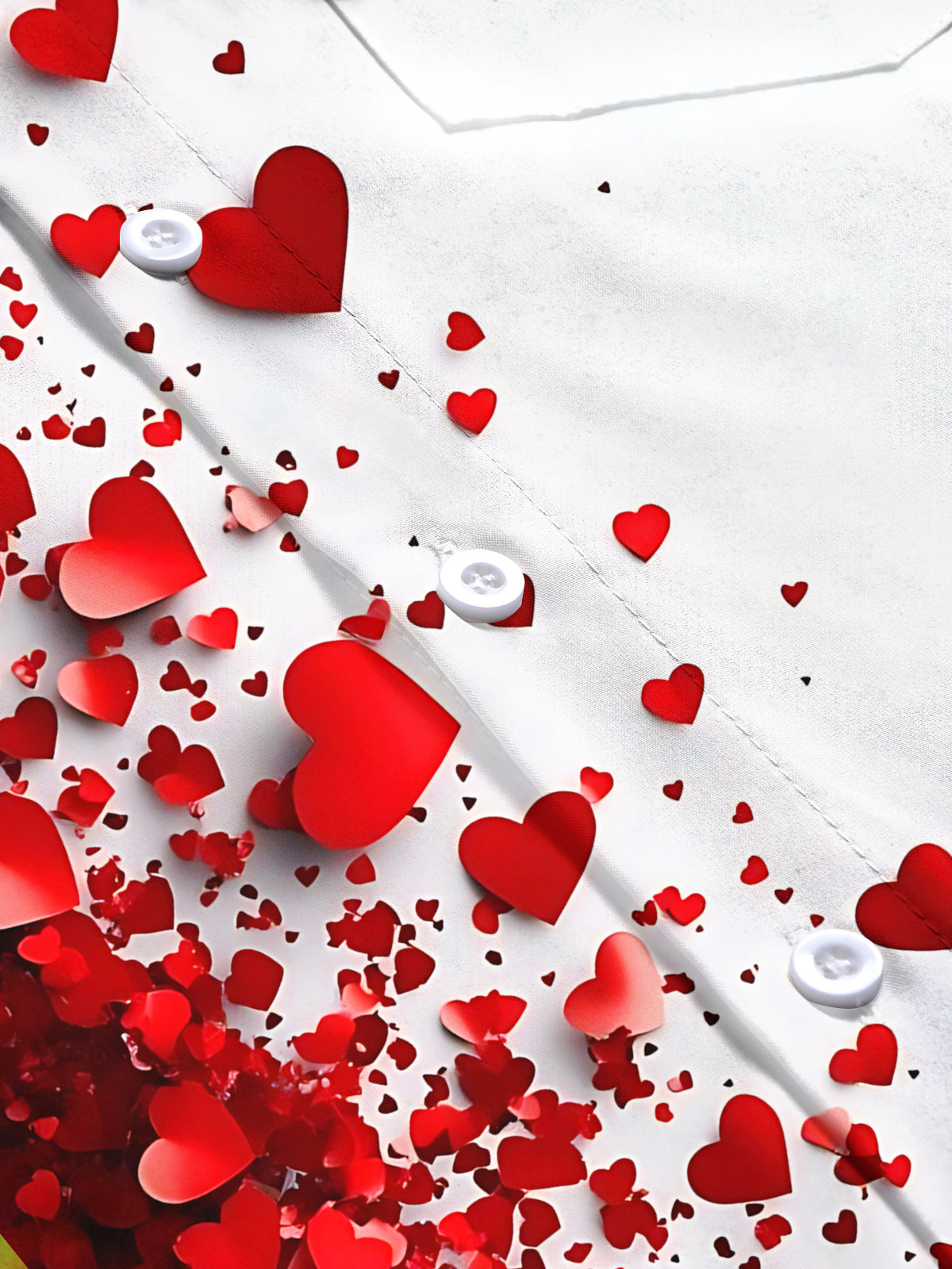 Valentine's Day Heart Print Men's Pocket Short Sleeve Shirts