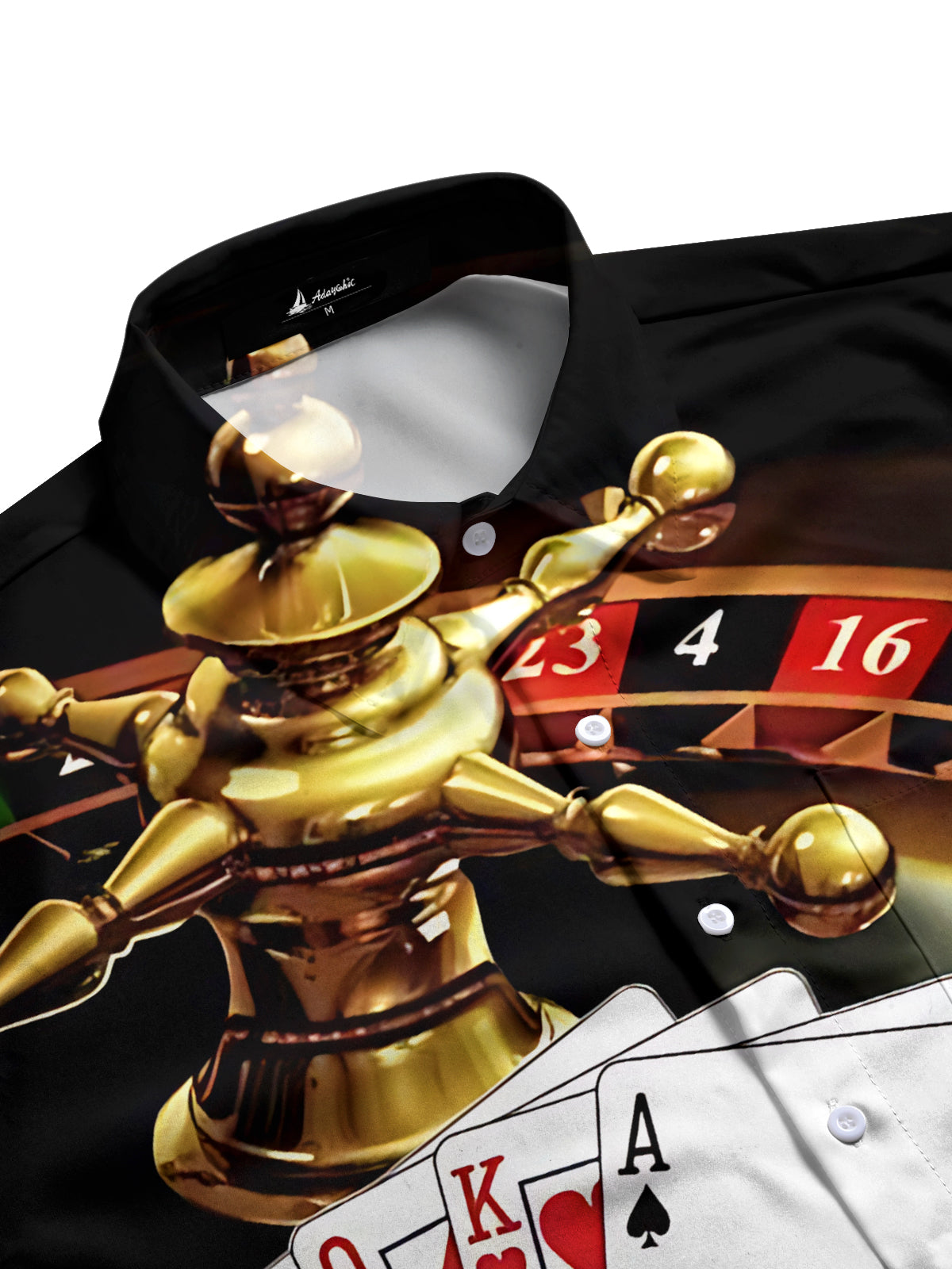 Poker Roulette Print Men's Pocket Short Sleeve Shirts