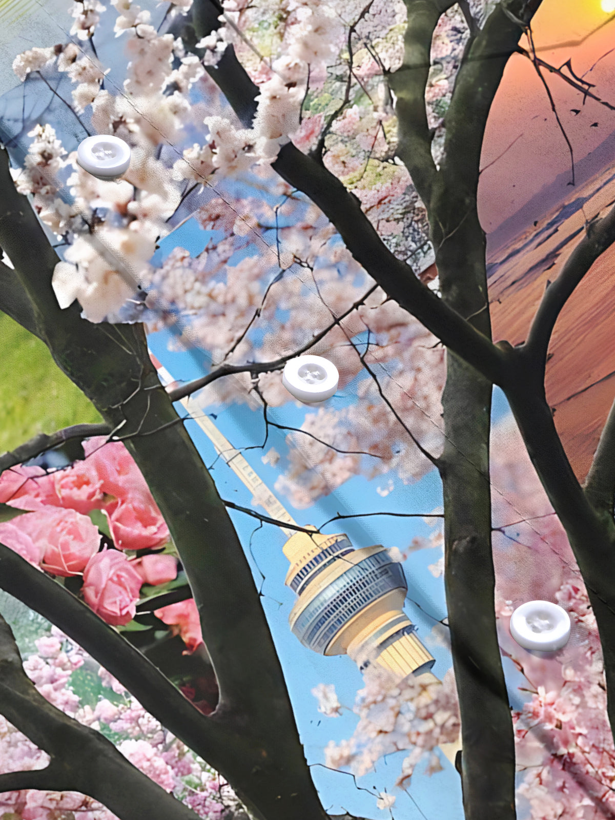 Sakura Print Men's Pocket Short Sleeve Shirts