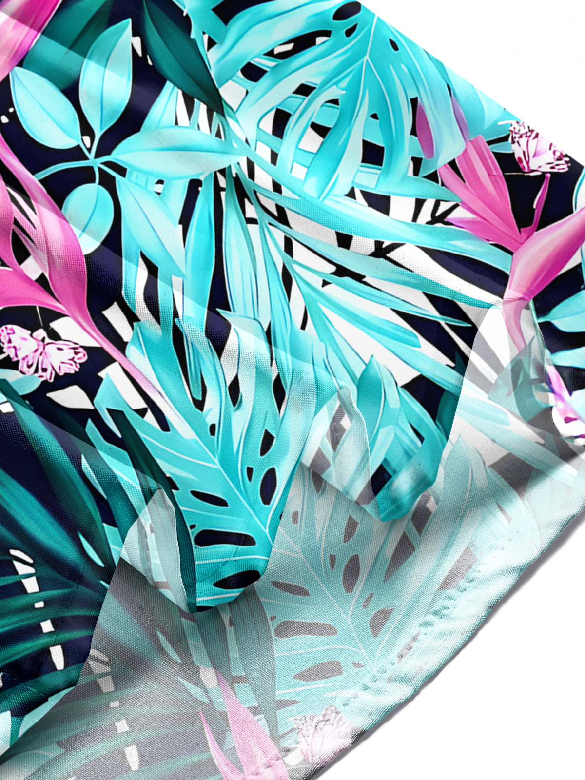 Hawaiian Leaf Flamingo Floral Men's Pocket Short Sleeve Shirts