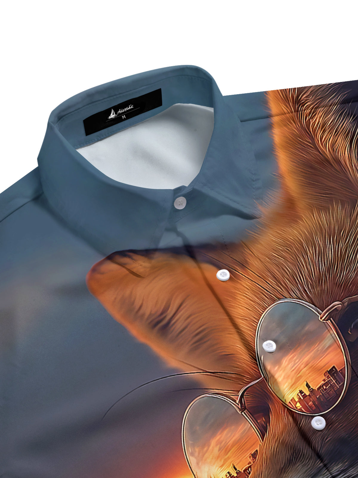 Fox Print Men's Pocket Short Sleeve Shirts