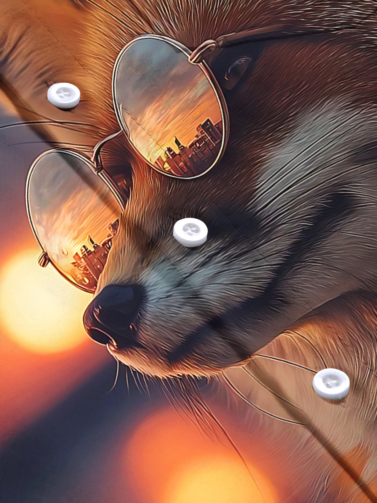 Fox Print Men's Pocket Short Sleeve Shirts