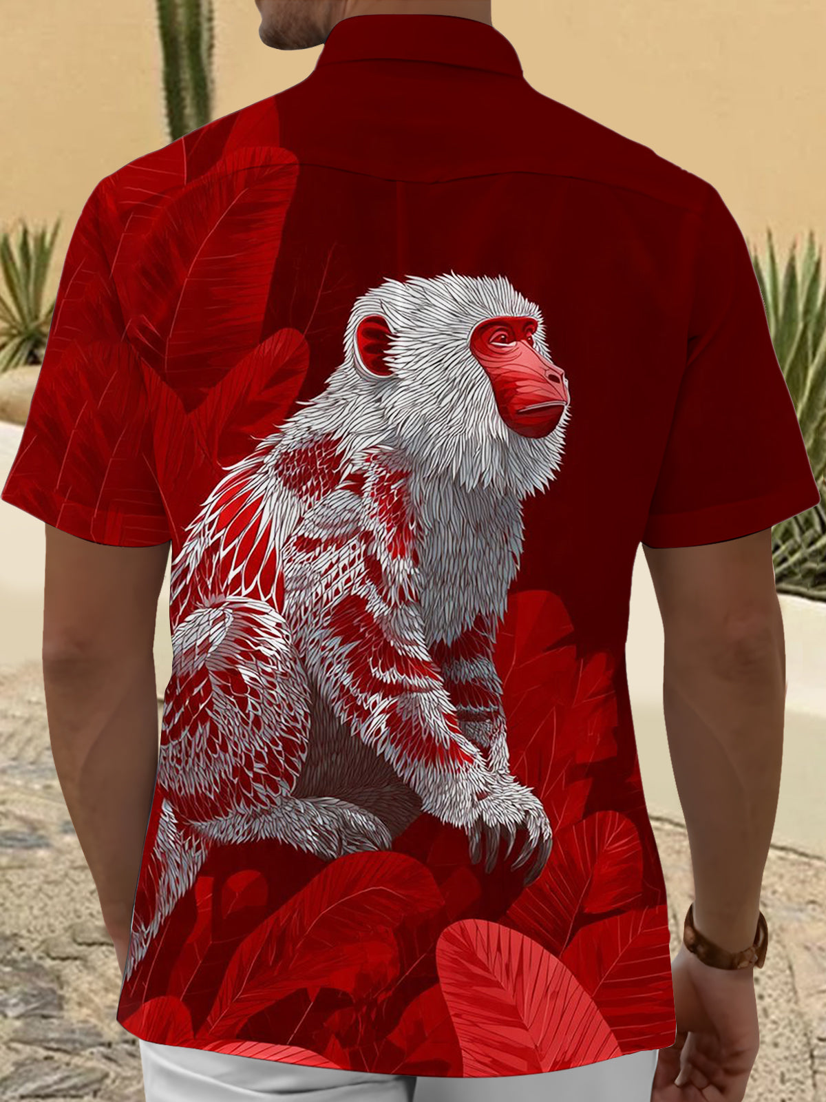 Monkey Print Men's Pocket Short Sleeve Shirts