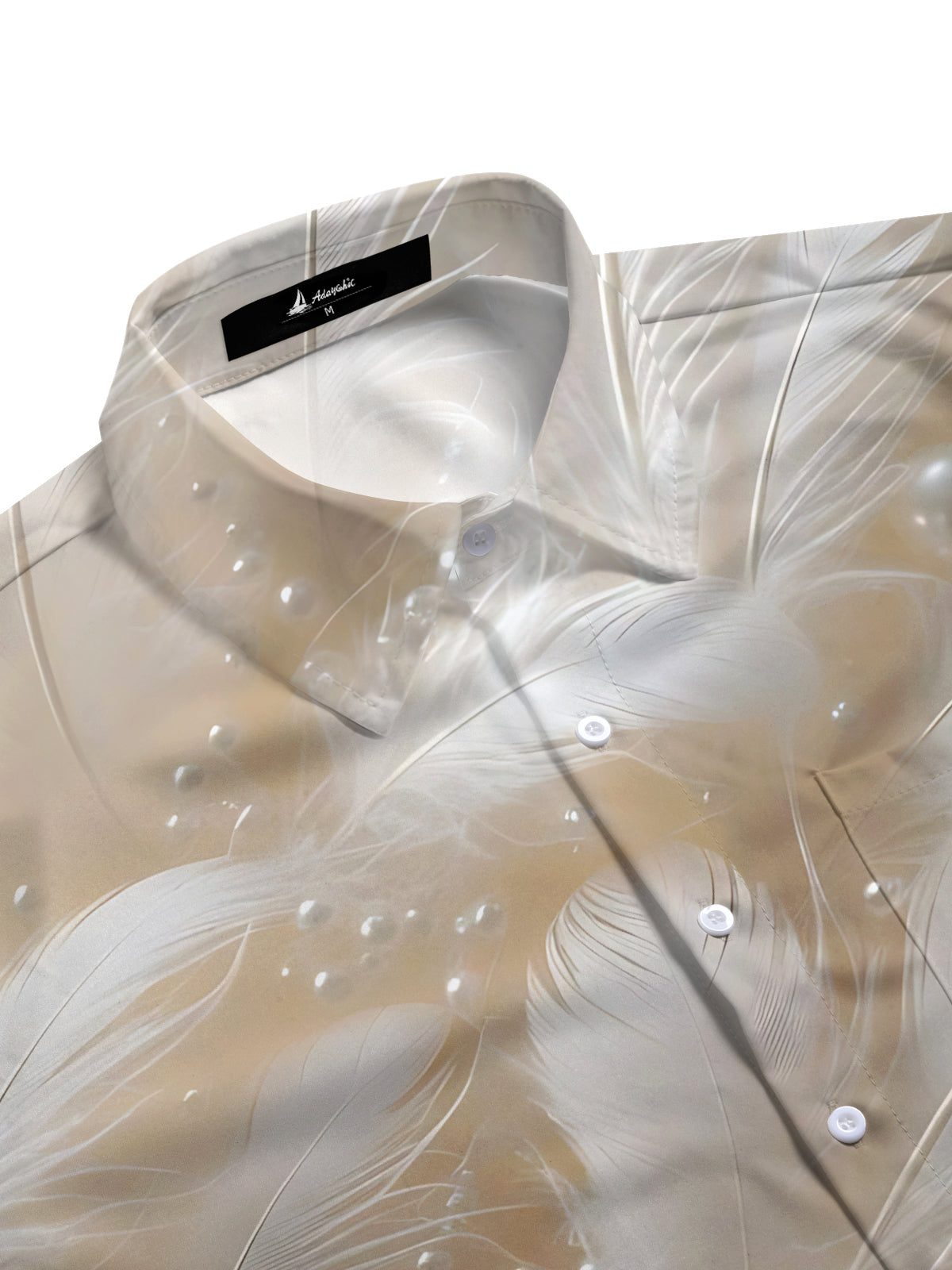 Feather Pearl Print Men's Pocket Short Sleeve Shirts