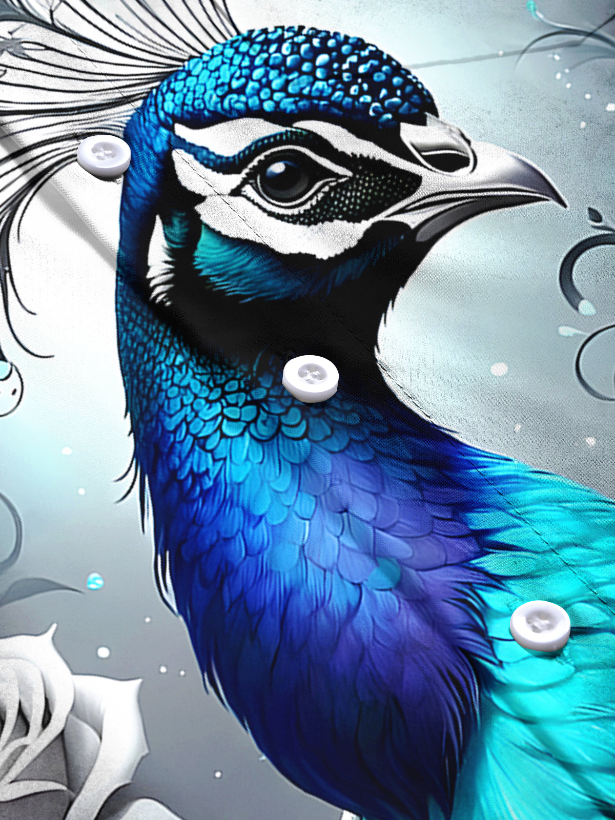 Peacock Floral Men's Pocket Short Sleeve Shirts