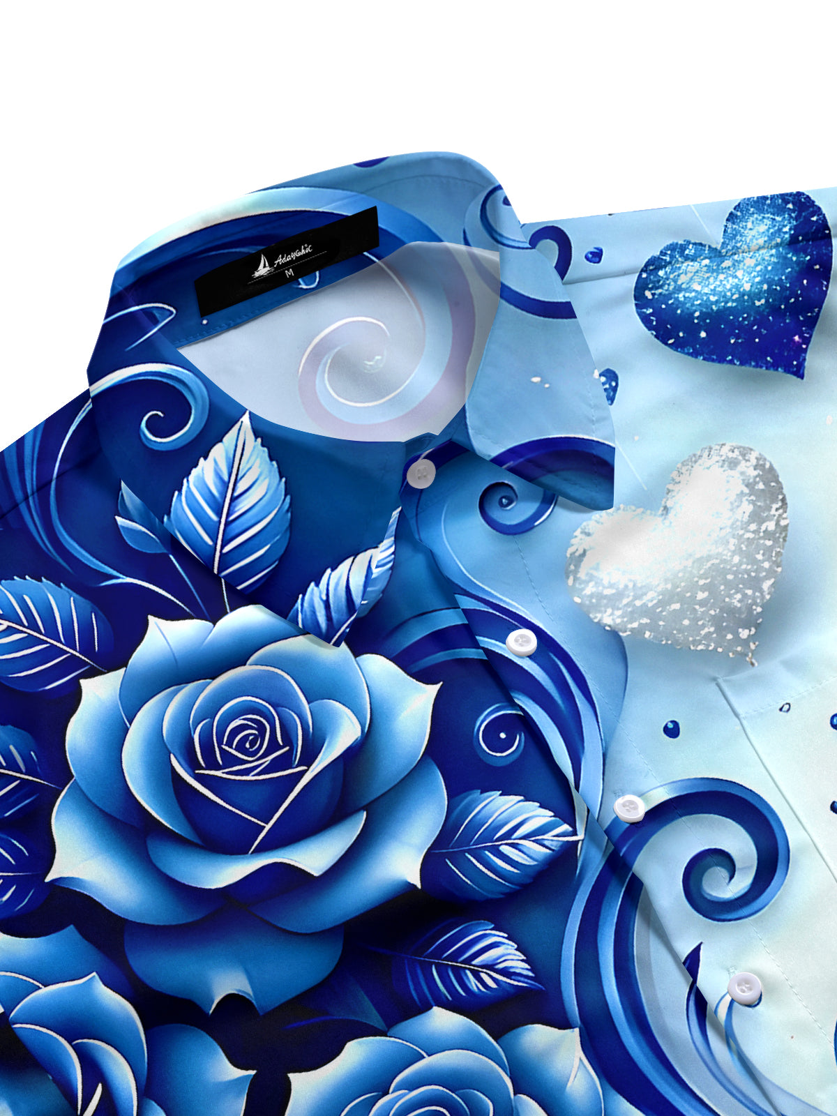 Rose Heart Men's Pocket Short Sleeve Shirts