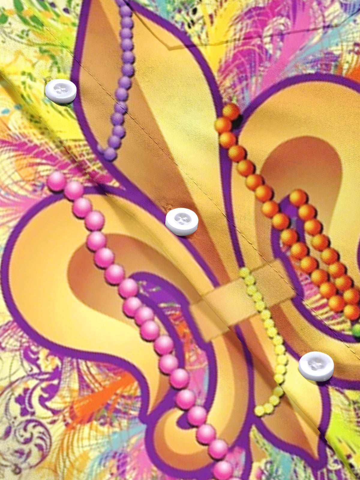 Mardi Gras Print Men's Pocket Short Sleeve Shirts