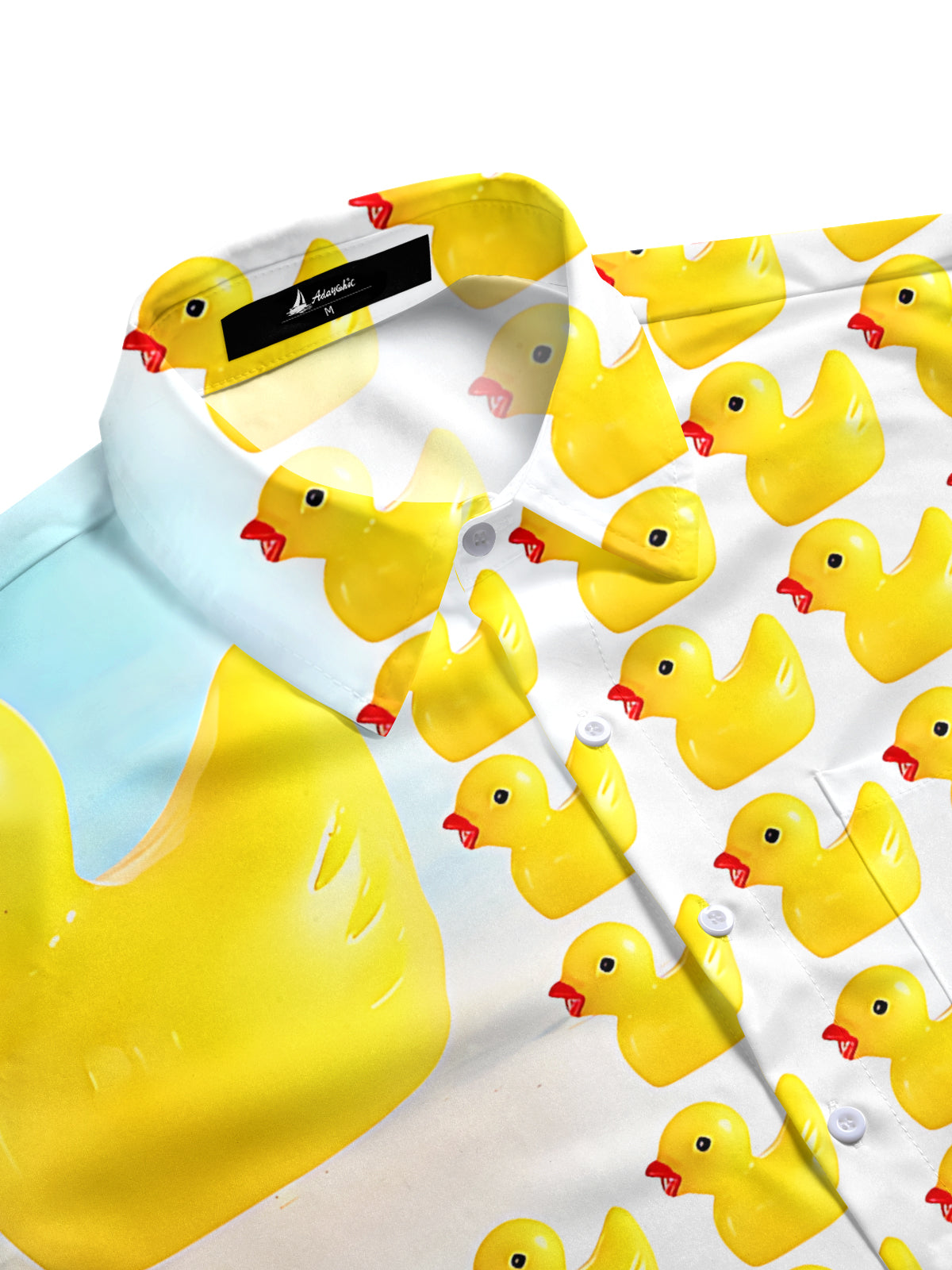 Yellow Duck Print Men's Pocket Short Sleeve Shirts